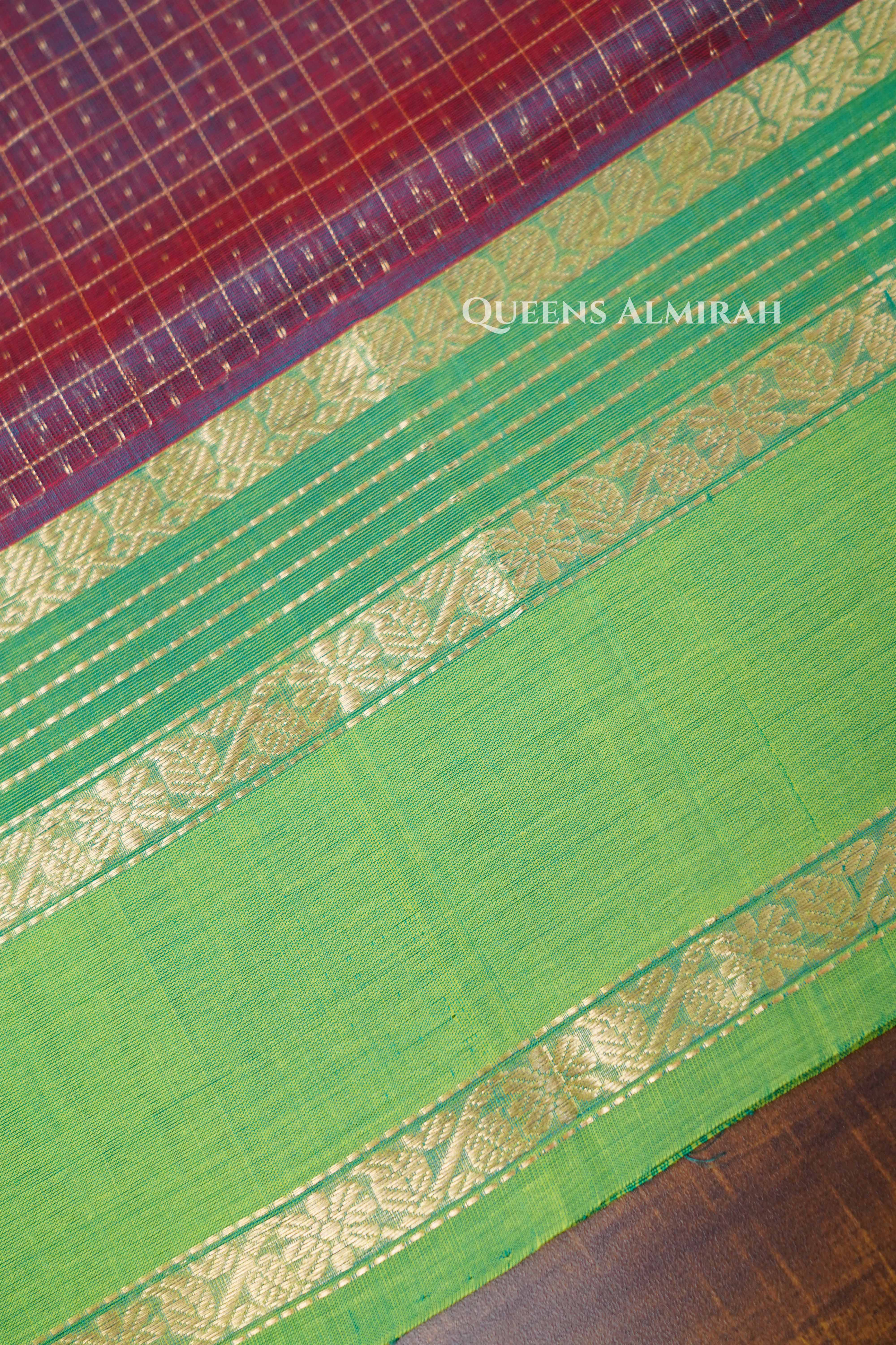 Red Wine - Karaikudi Chettinad Silk Cotton Saree