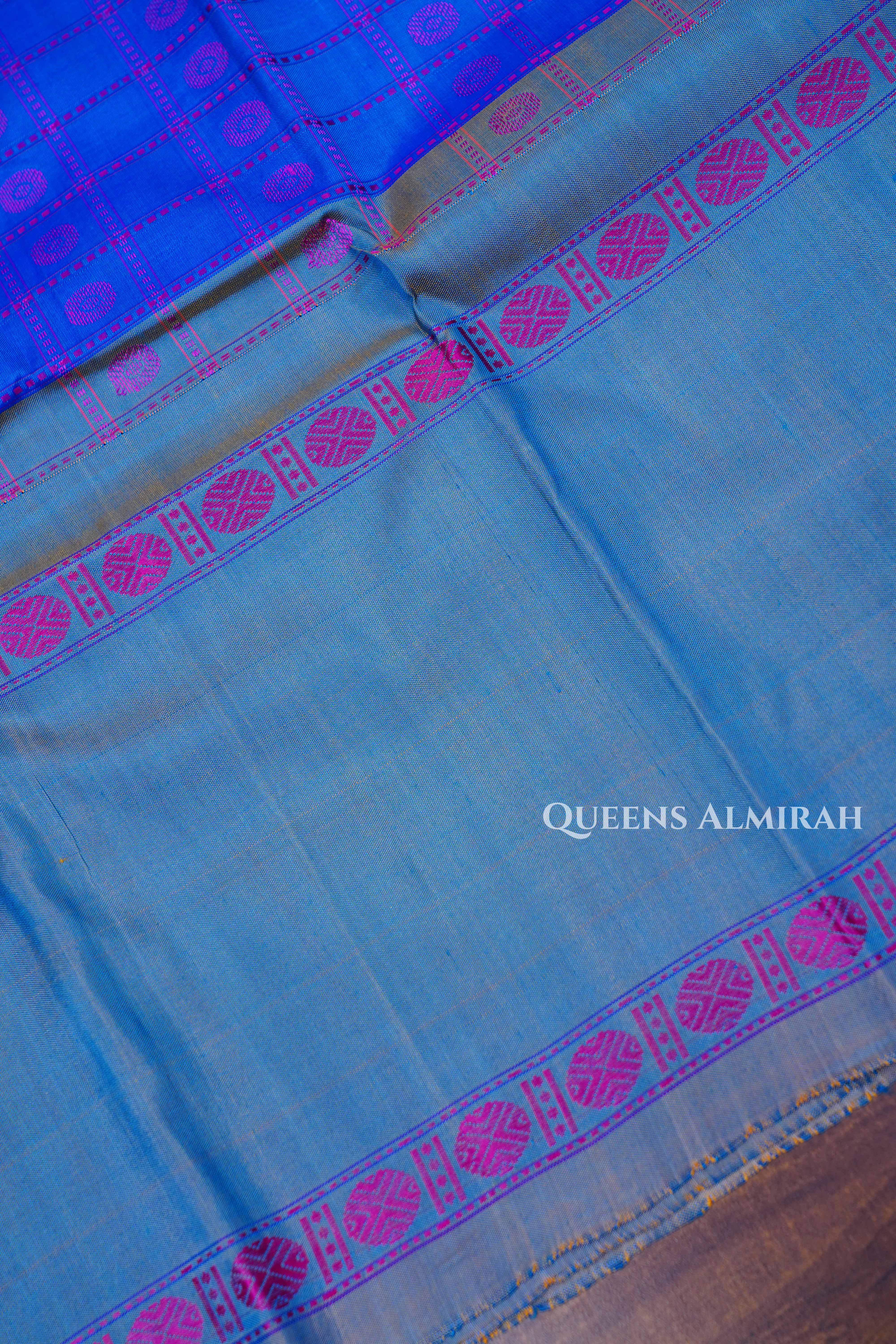 Sea Blue Pure Kanchivaram Silk Saree