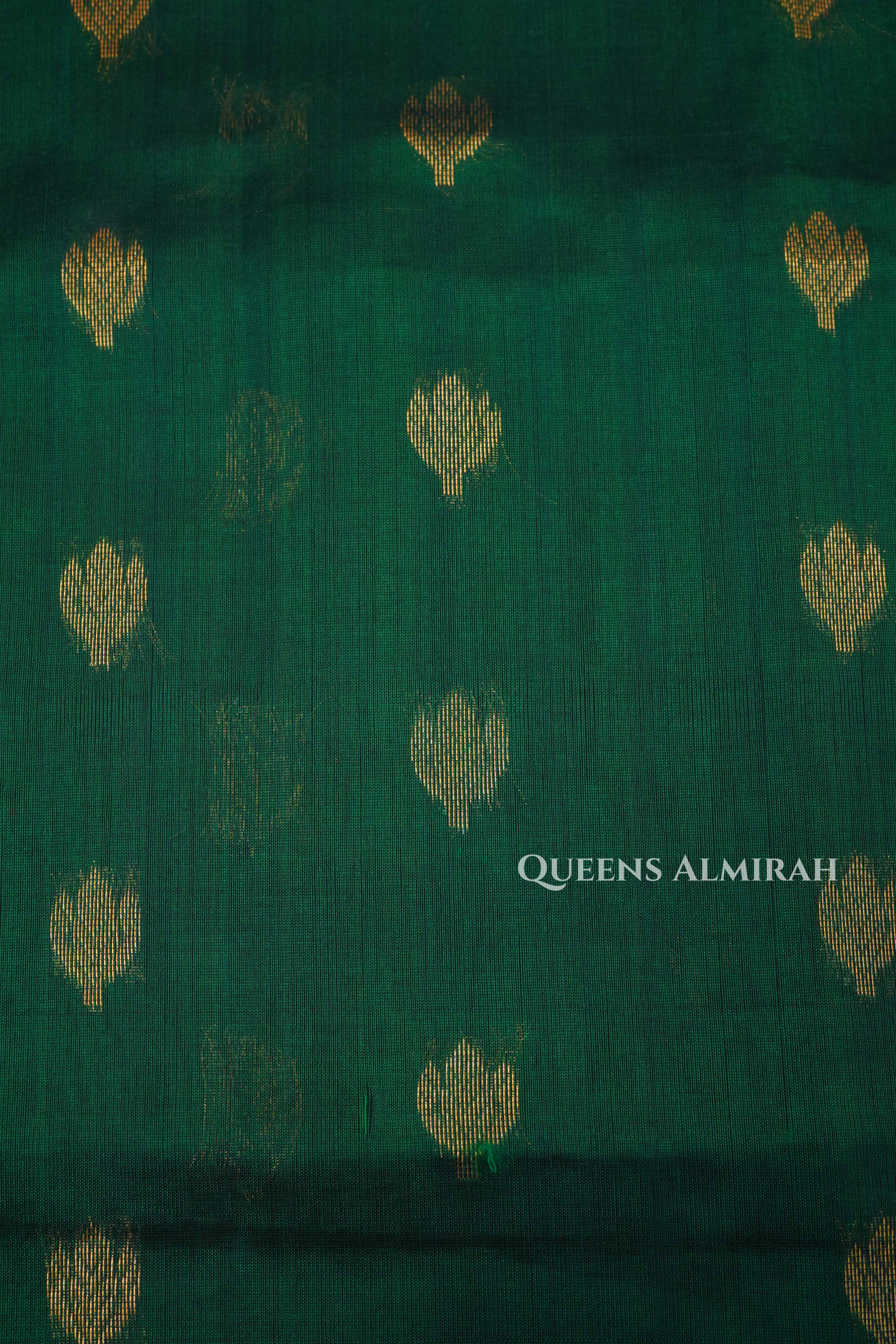 Bottle Green With Red Pure Kanchi Silk Cotton Saree