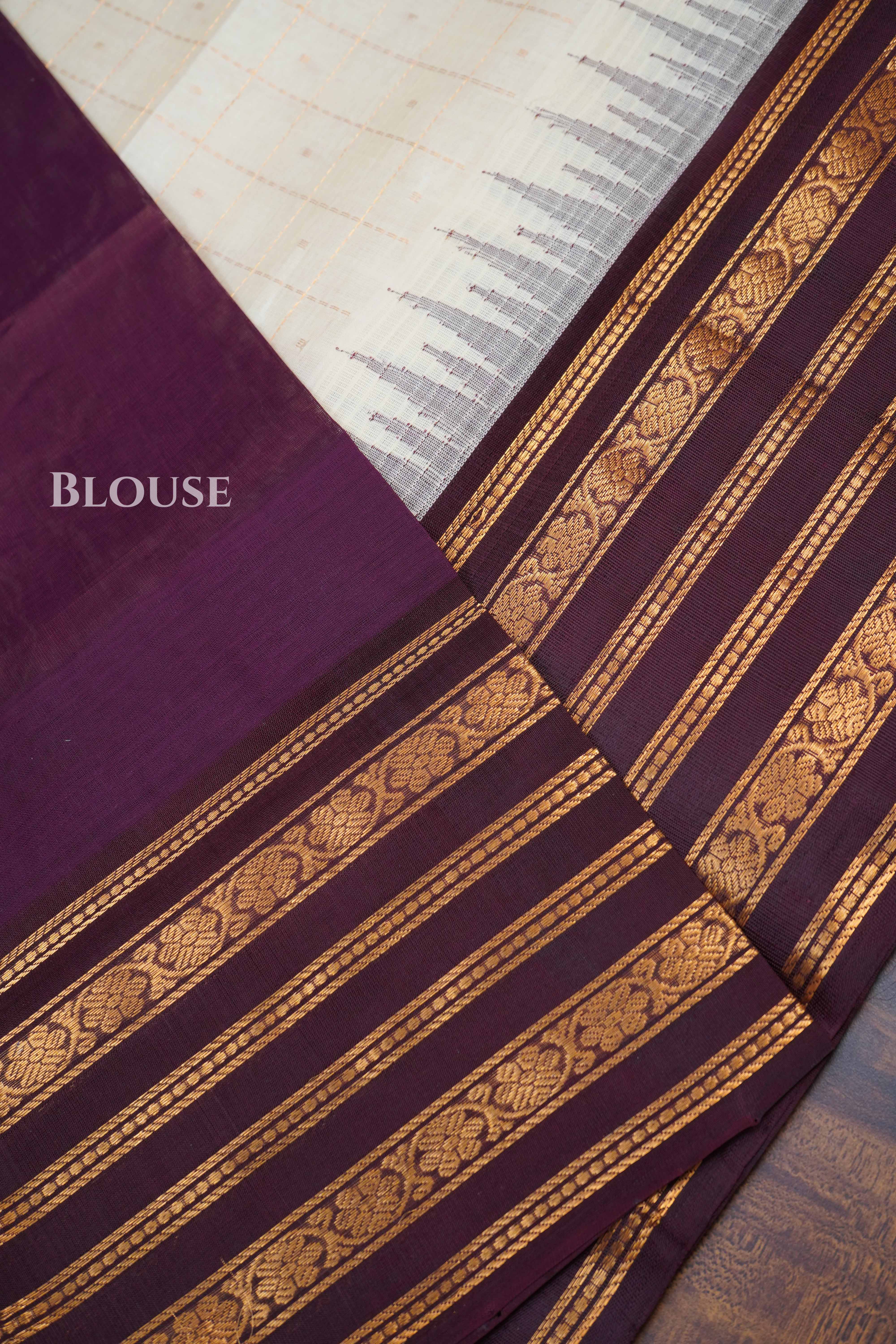 Milk White With Cocoa Bean Pure Kanchi Silk Cotton Saree