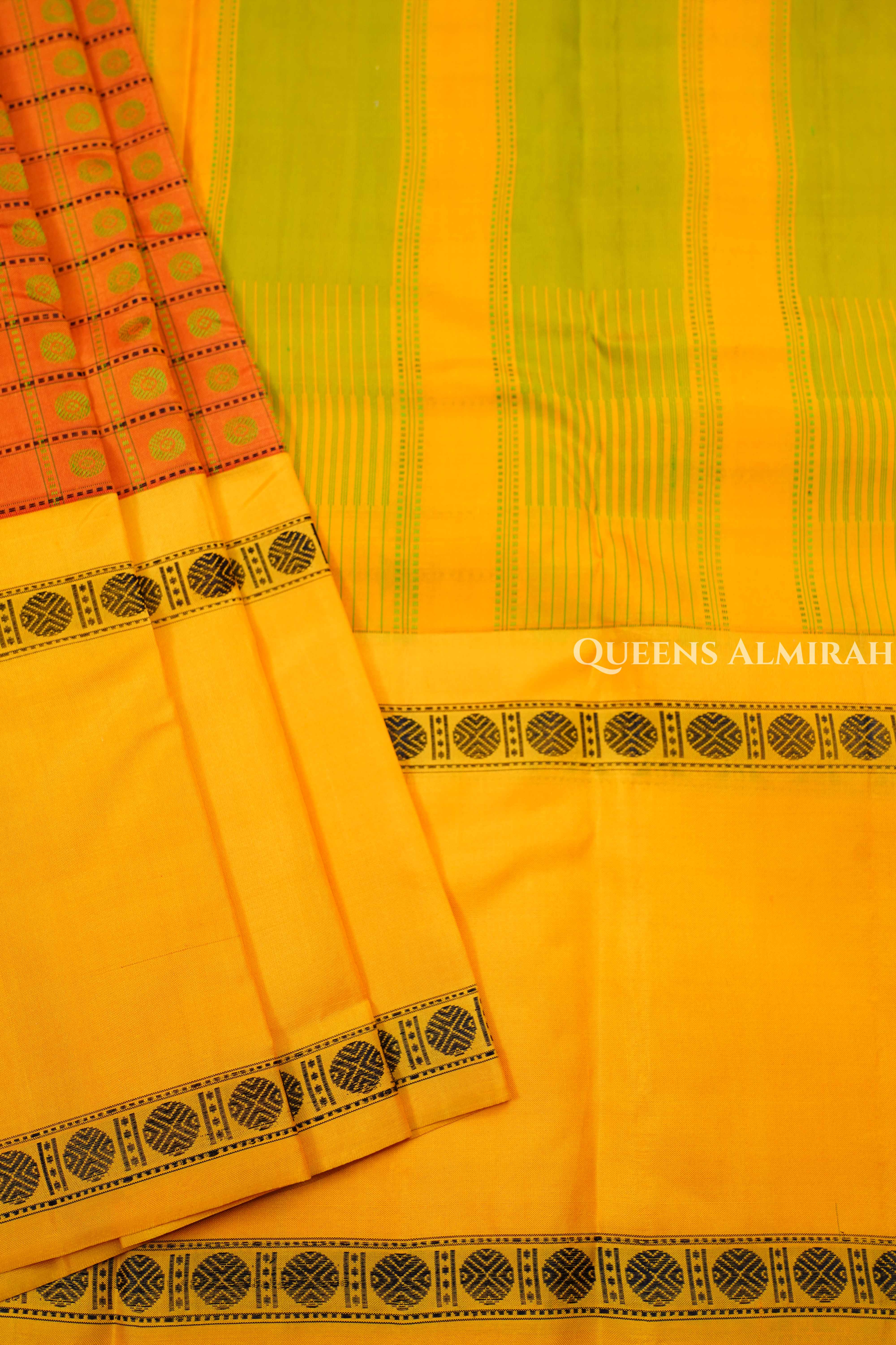 Orange With Yellow Pure Kanchivaram Silk Saree