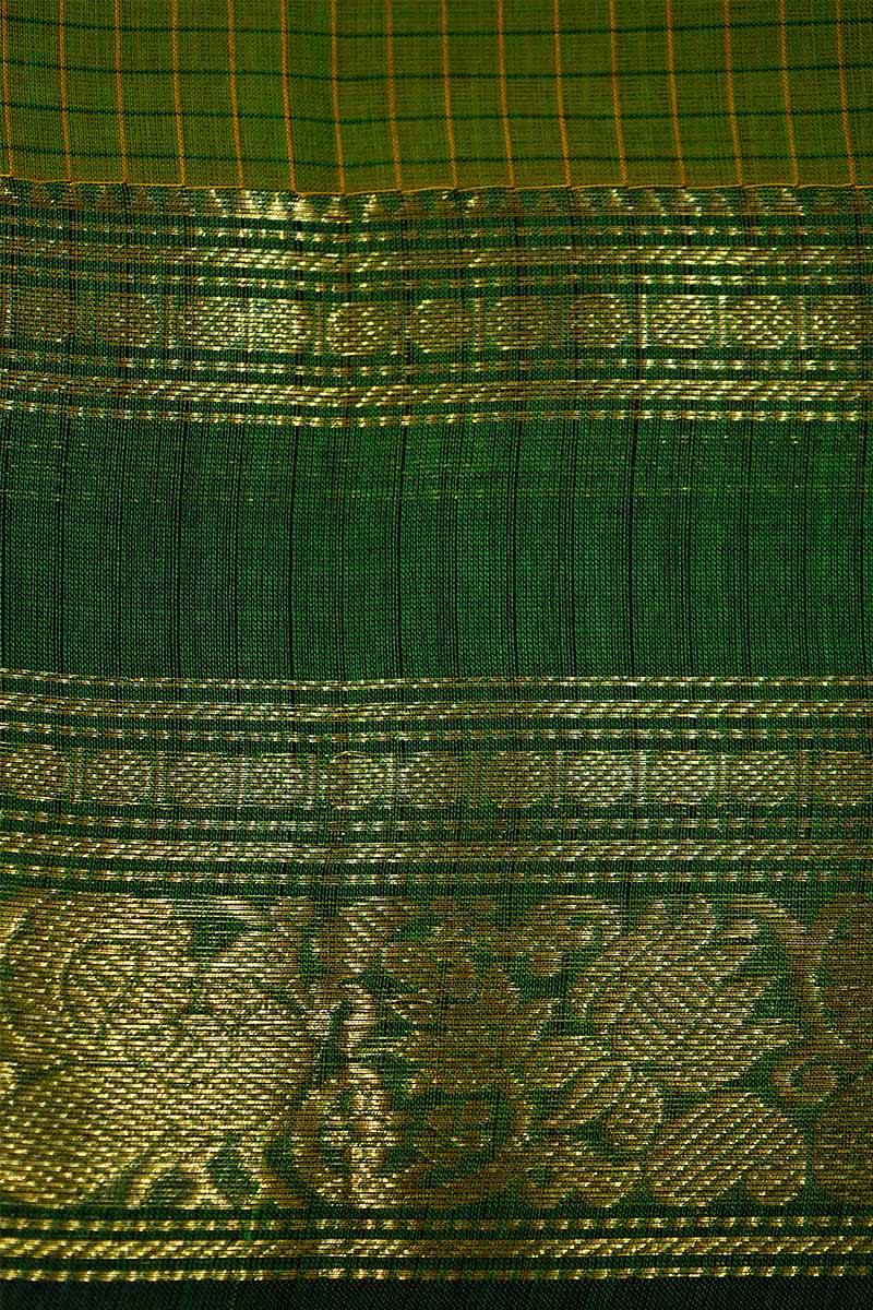ALGAE WITH LEAF GREEN KANCHI COTTON SAREE - Queens Jewel Emporium