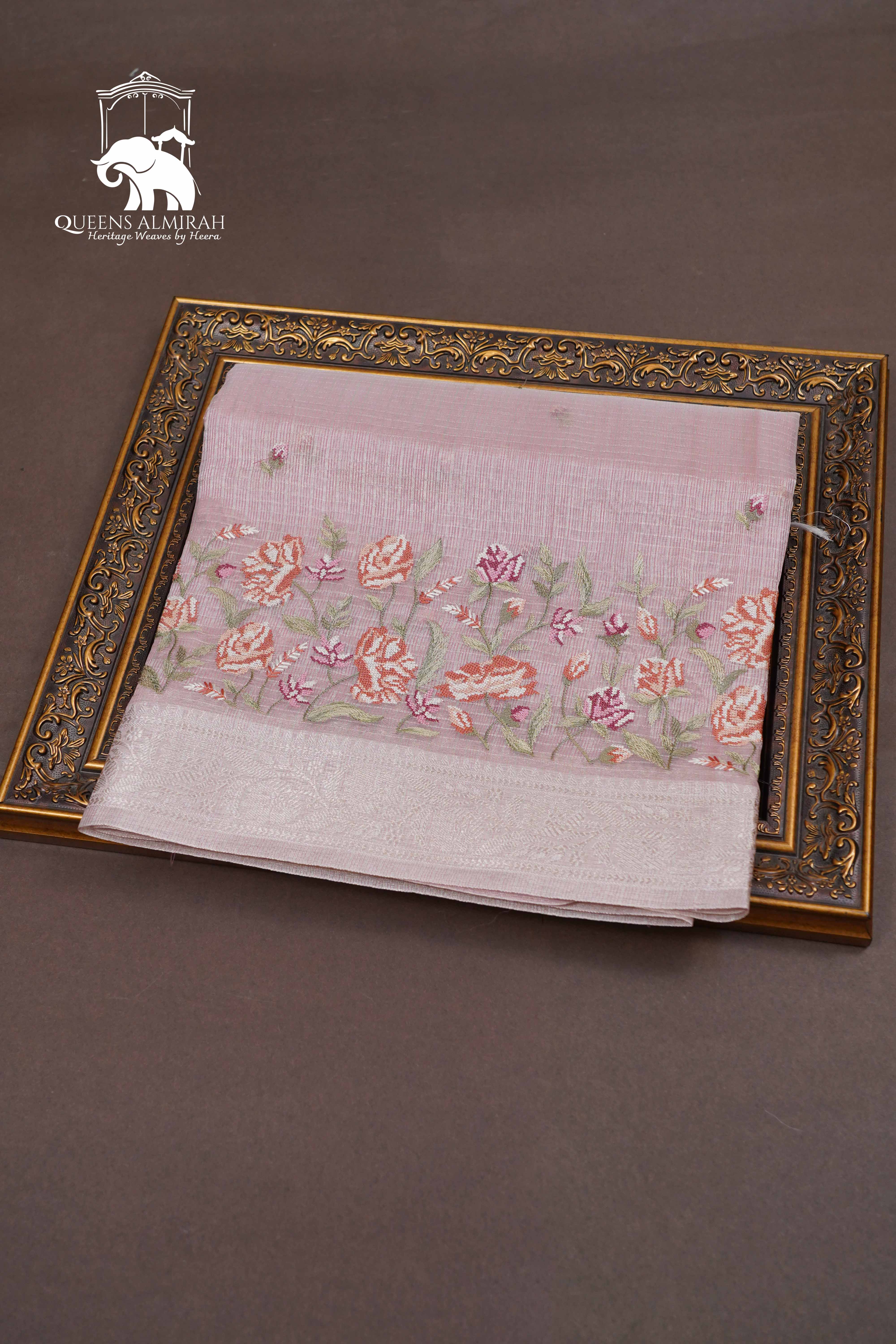 BLUSH PINK SEMI KOTA SILK COTTON SAREE - Queens Jewel Emporium