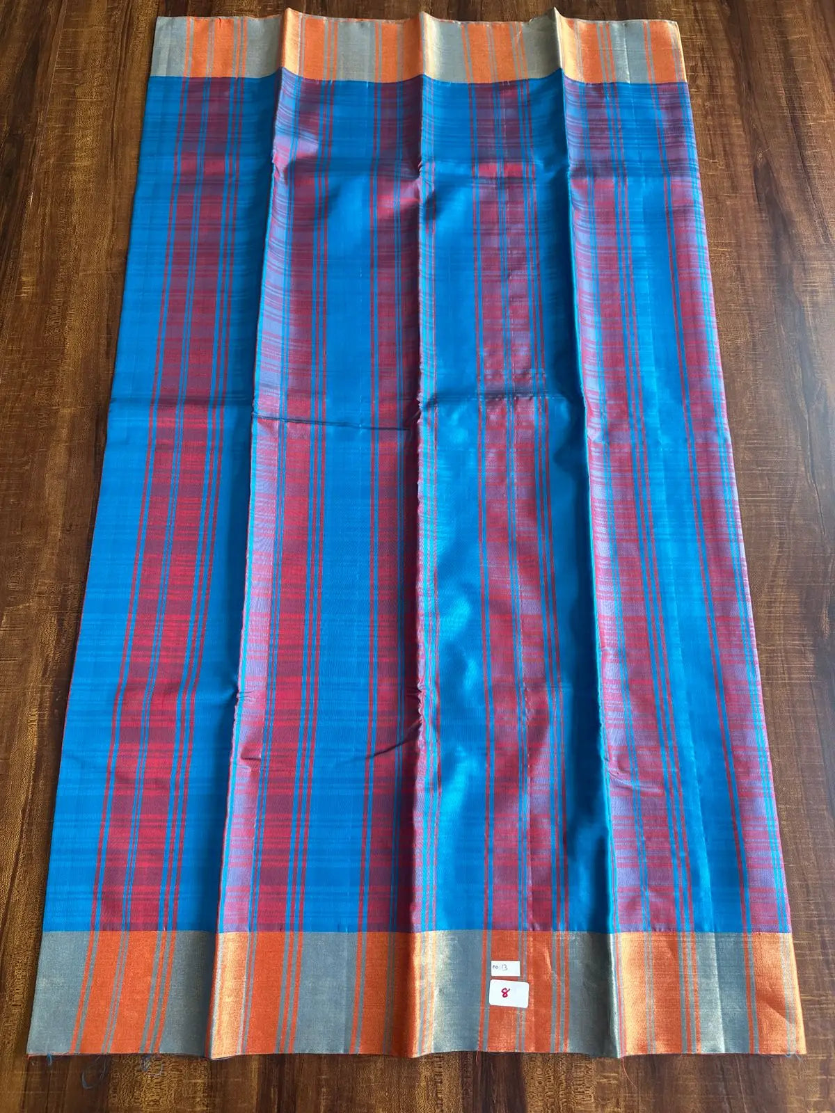 BONDI BLUE WITH MUTED PURPLE PURE KANCHIVARAM SILK SAREE - Queens Jewel Emporium