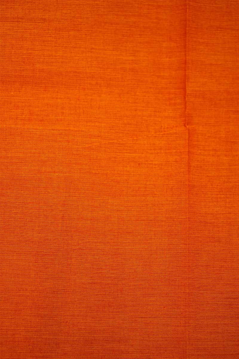 BRIGHT ORANGE WITH DARK BROWN KANCHI COTTON  SAREE - Queens Jewel Emporium