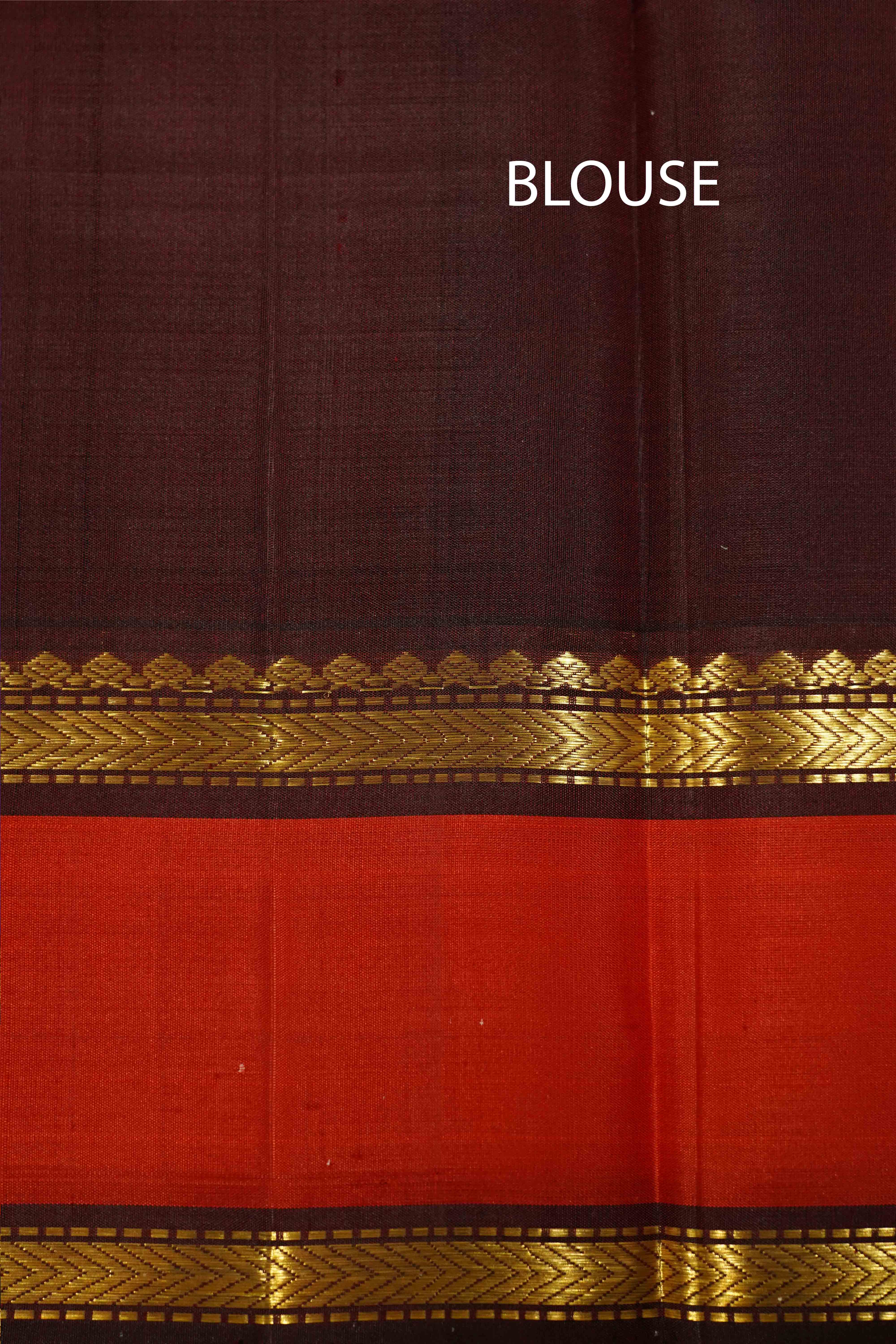 BRINJAL PURPLE WITH CORAL RED PURE KANCHIVARAM SILK SAREE - Queens Jewel Emporium
