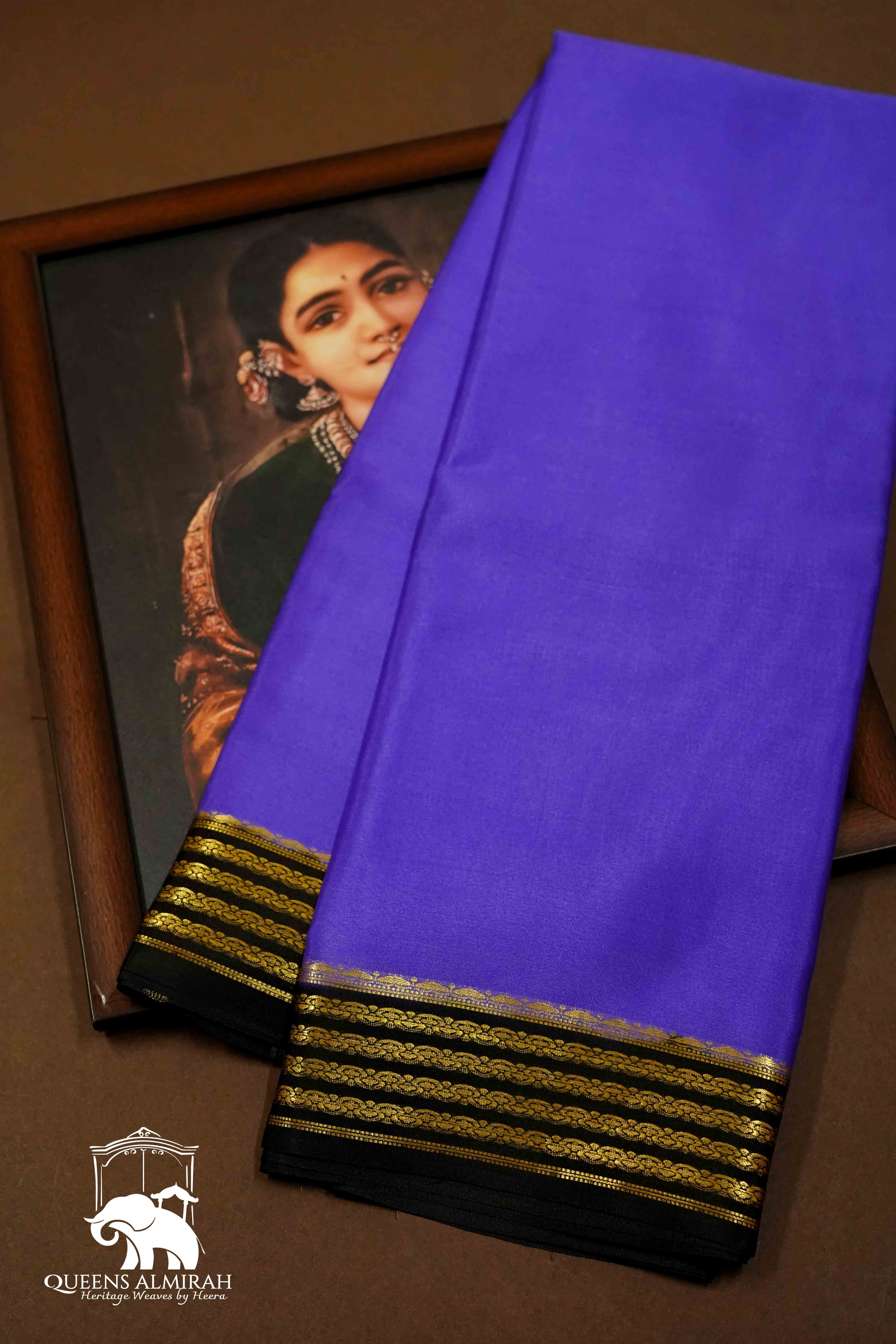 BUTTERFLY BUSH WITH BLACK MYSORE SILK SAREE - Queens Jewel Emporium