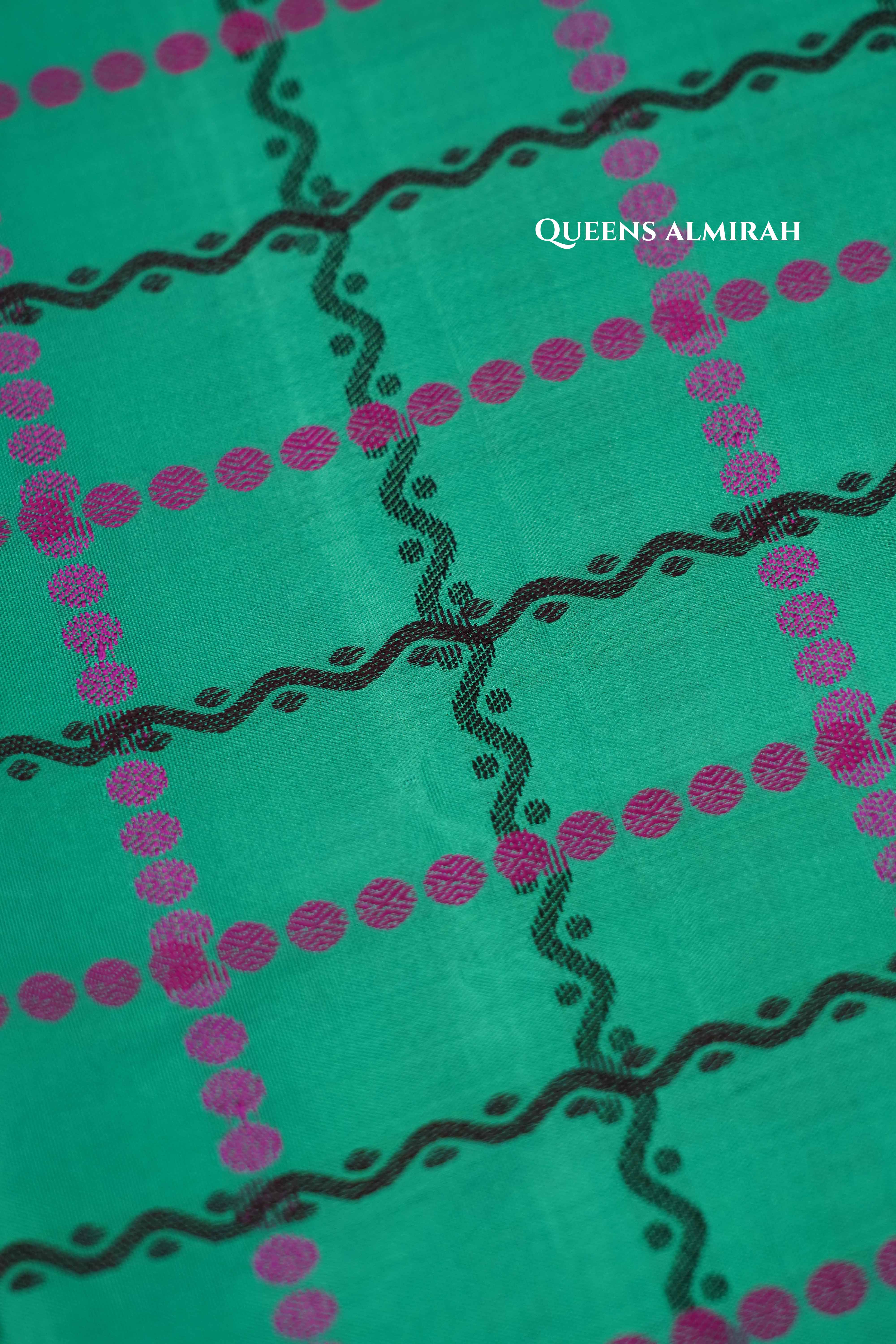 Blue Green Pure Kanchivaram Silk Saree QUEENS ALMIRAH