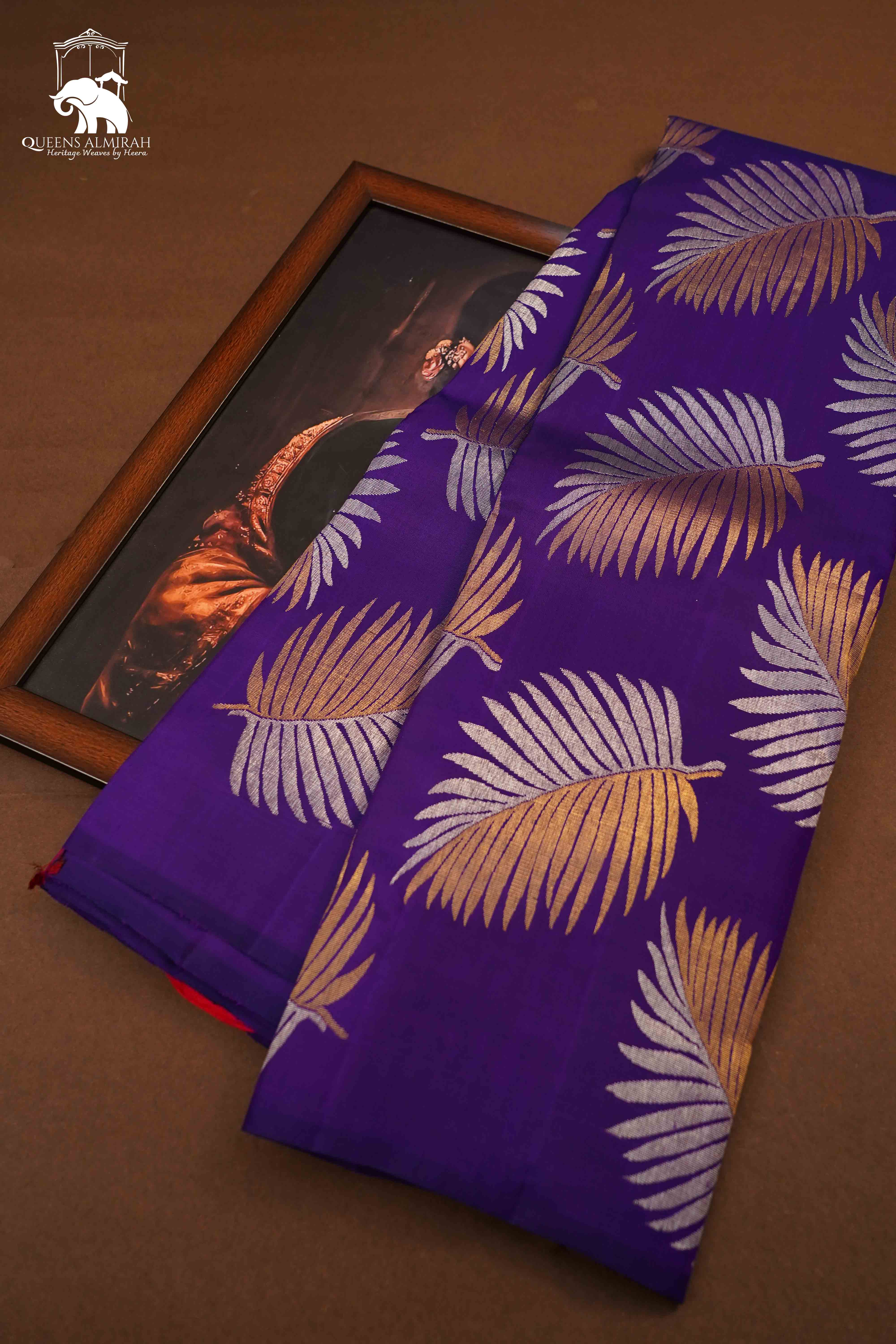 Brinjal Purple Pure Kanchivaram Silk Saree 3 QUEENS ALMIRAH