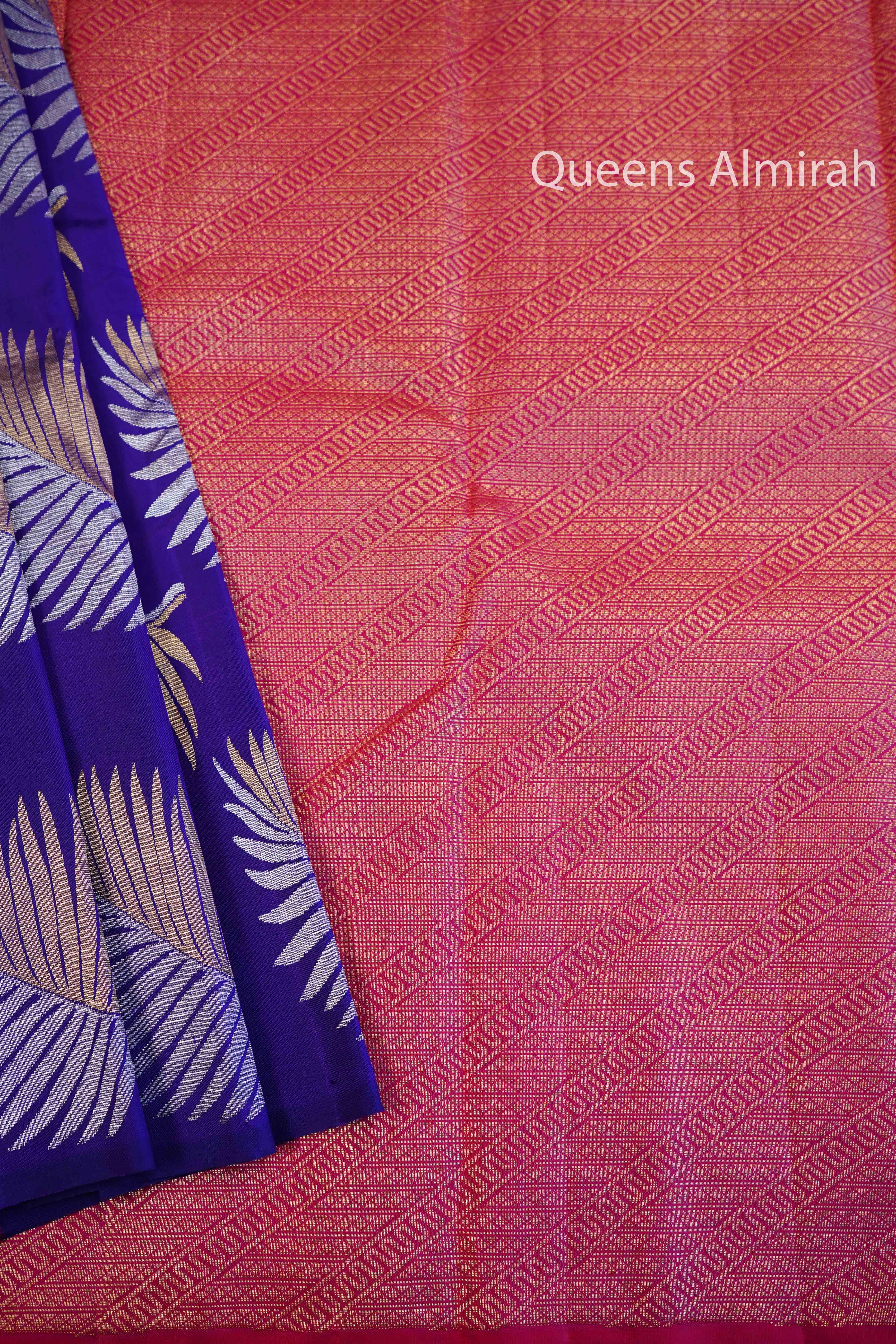 Brinjal Purple Pure Kanchivaram Silk Saree 3 QUEENS ALMIRAH
