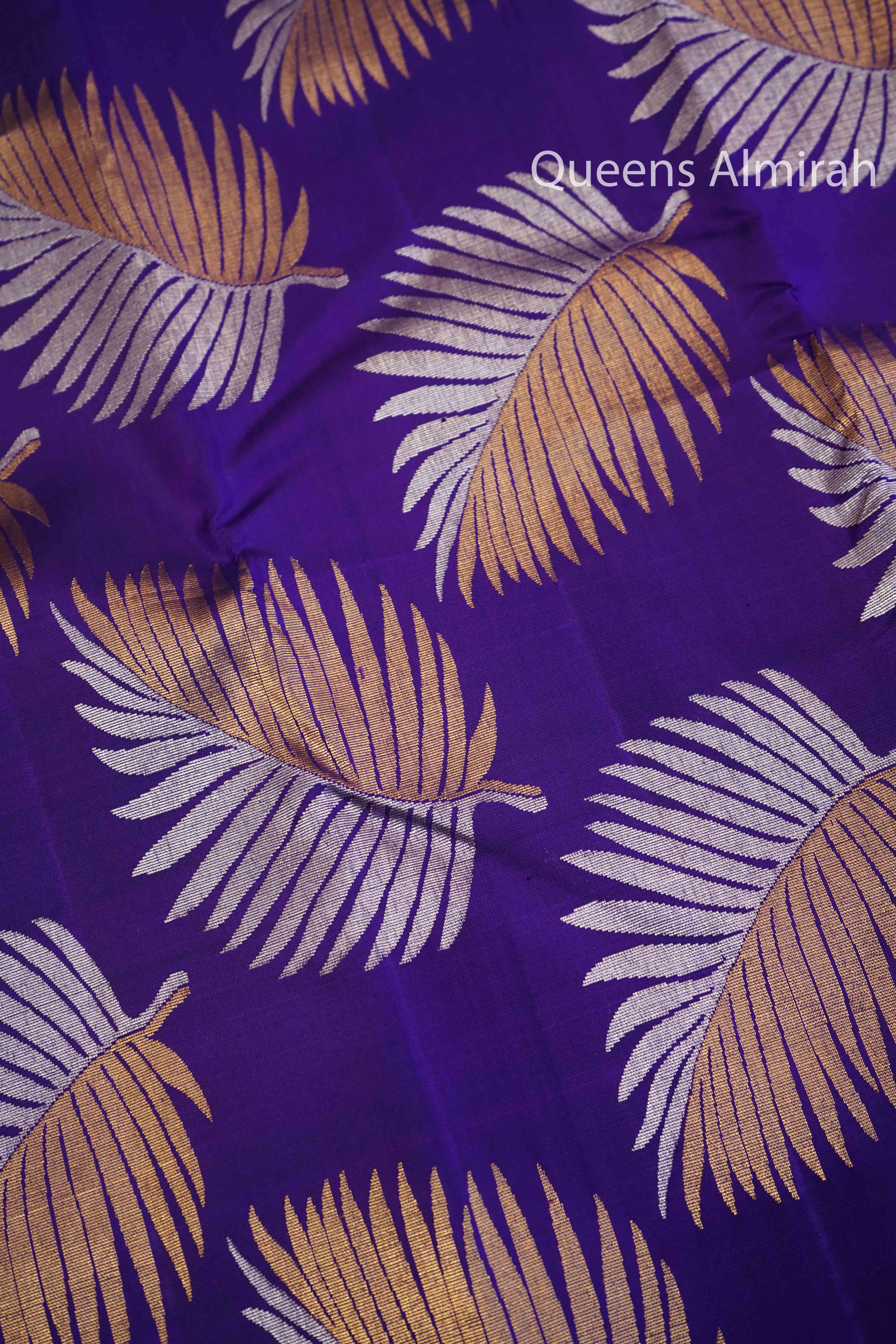 Brinjal Purple Pure Kanchivaram Silk Saree 3 QUEENS ALMIRAH