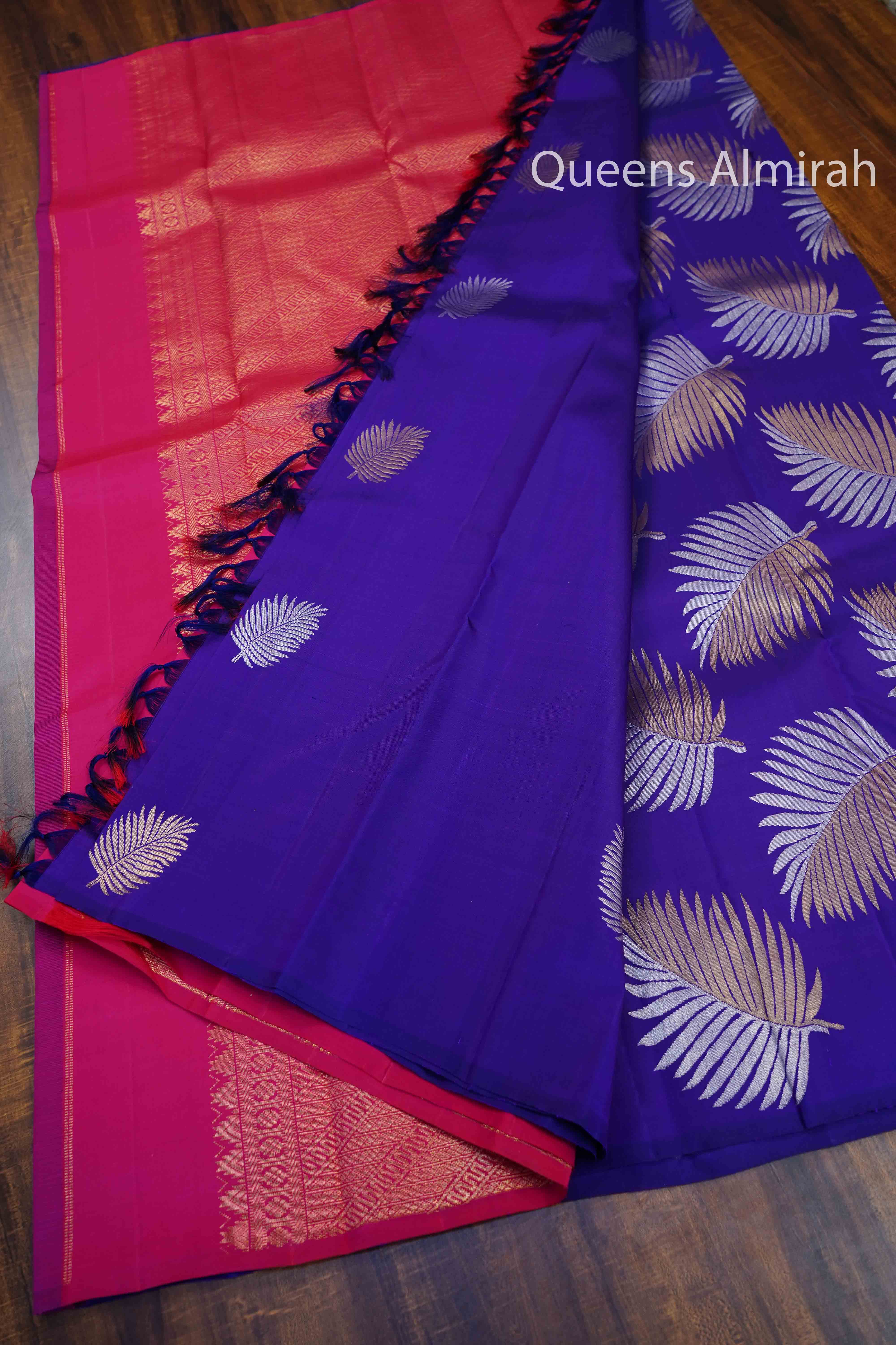Brinjal Purple Pure Kanchivaram Silk Saree 3 QUEENS ALMIRAH