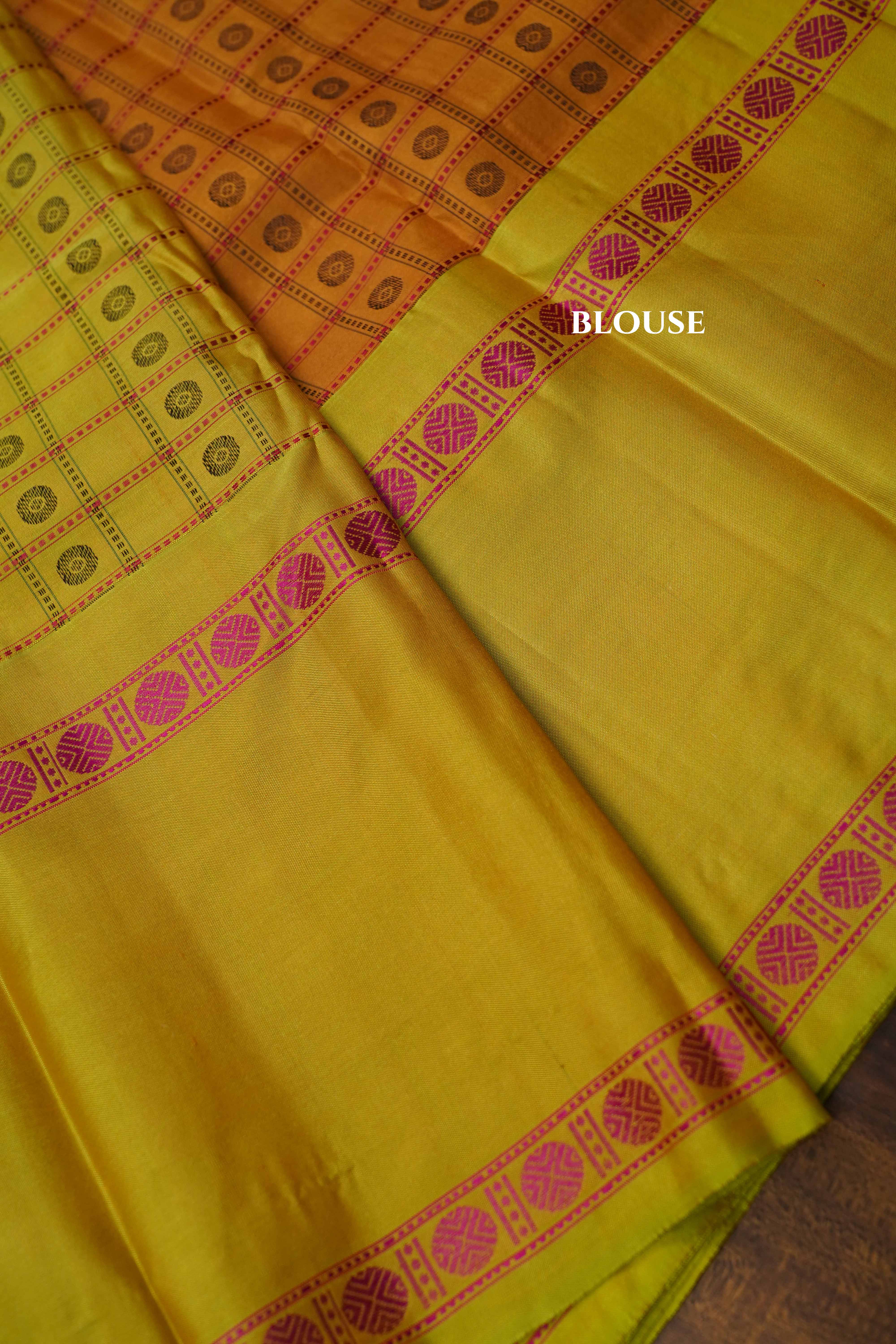 Brown With Mehndi Green Pure Kanchivaram Silk Saree QUEENS ALMIRAH