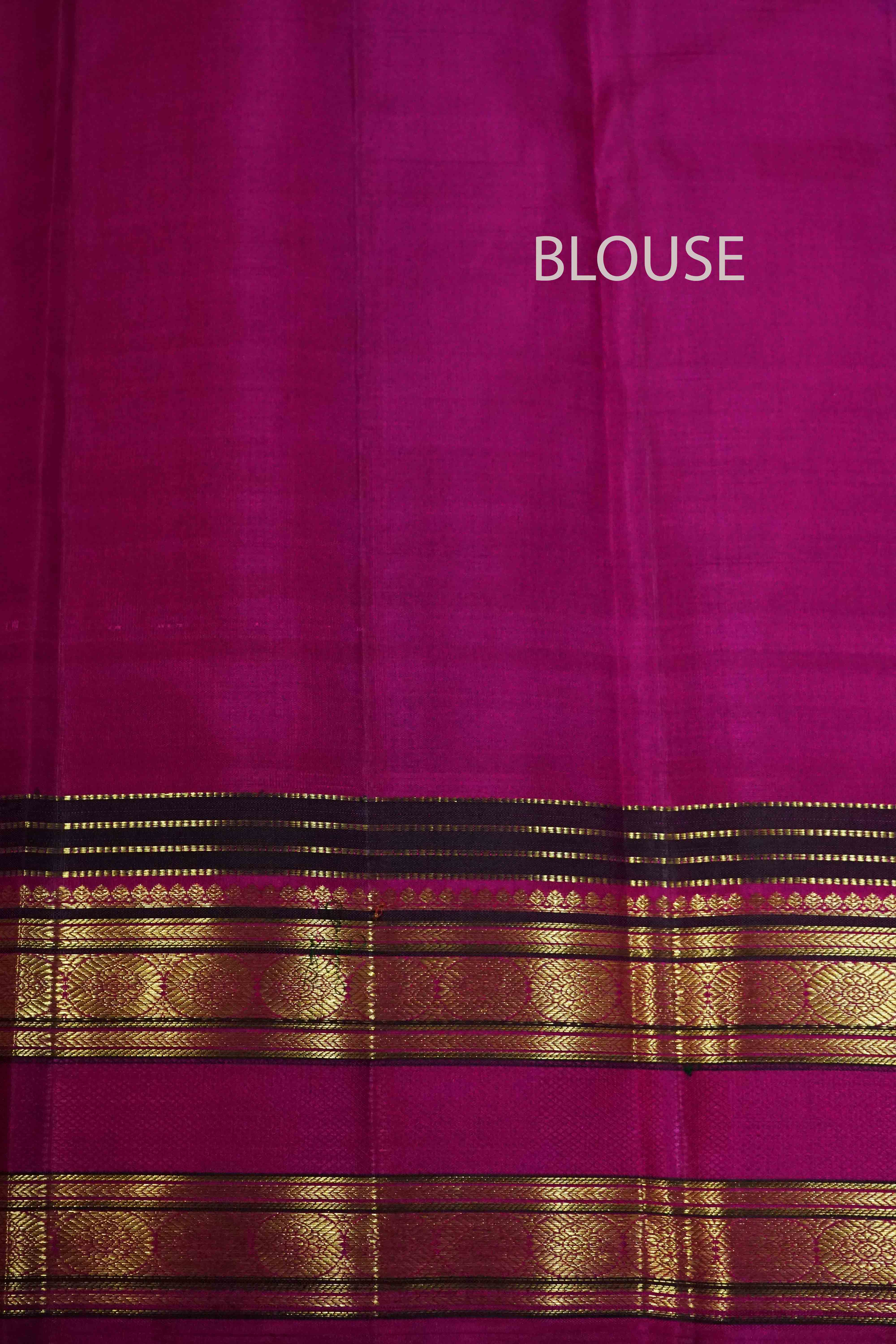 CABBAGE PURPLE WITH DRAGON PINK KANCHIVARAM SILK SAREE - Queens Jewel Emporium