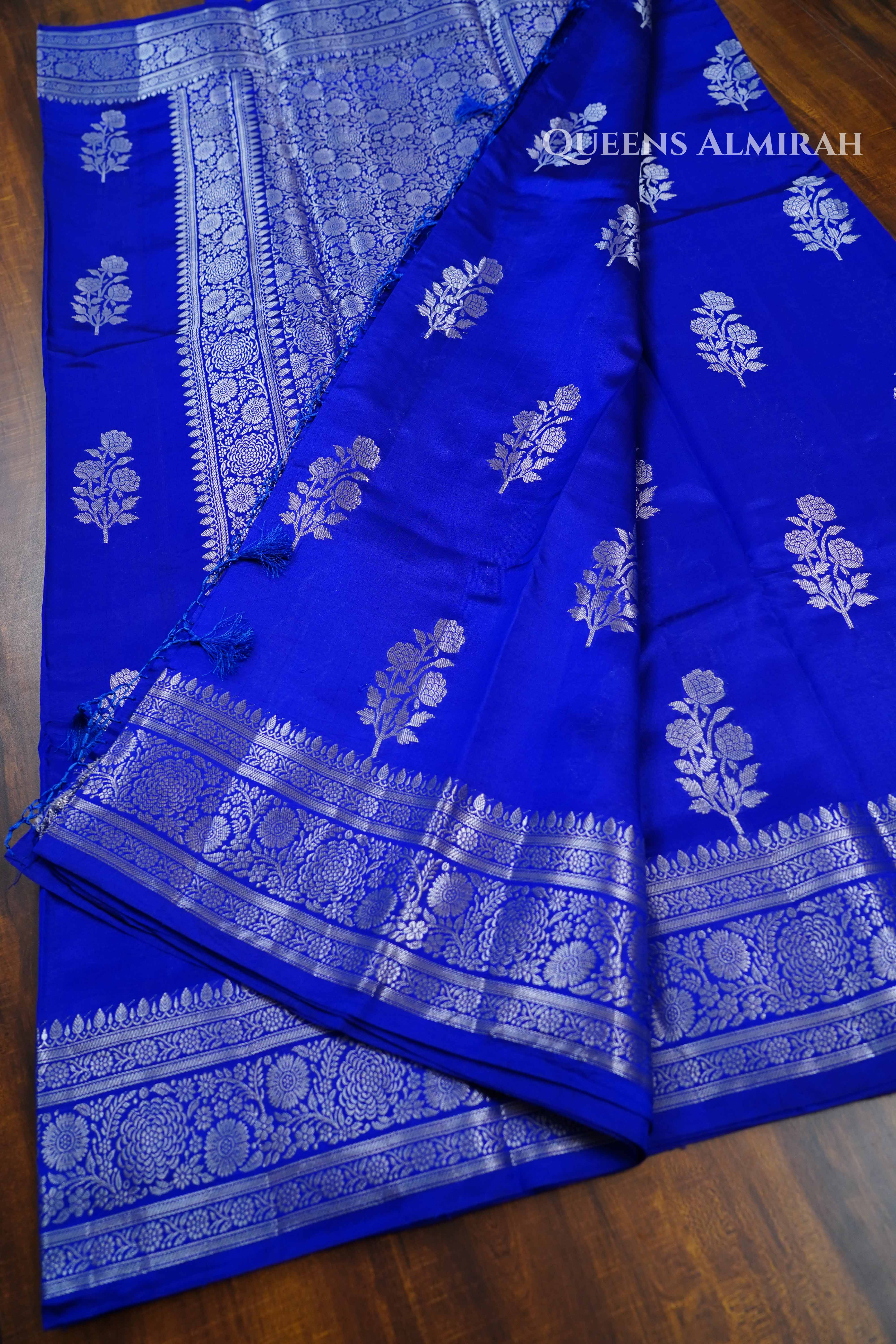 Cobalt Blue Mango Silk Saree QUEENS ALMIRAH