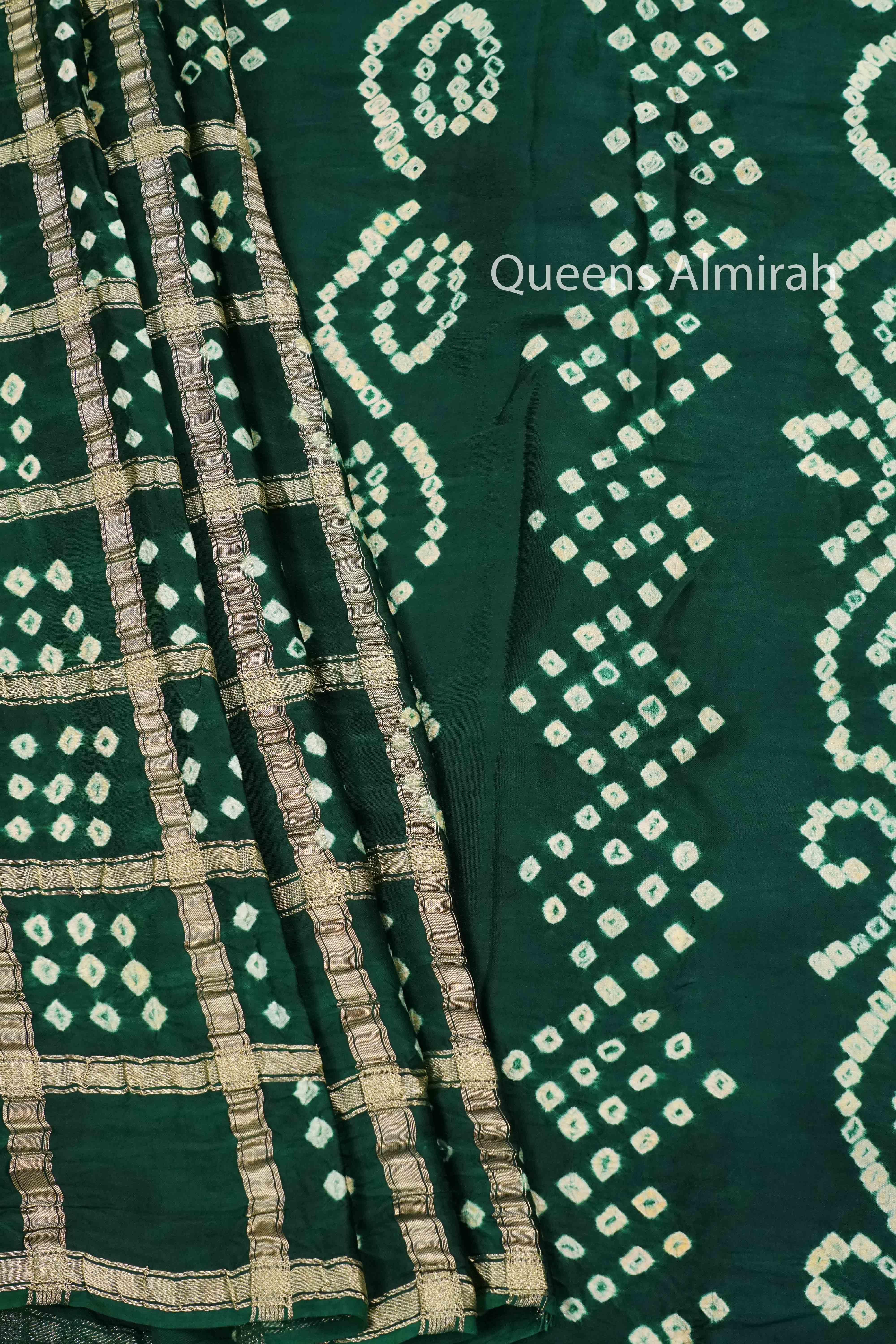 DARK GREEN MODAL SILK SAREE 2 - Queens Jewel Emporium