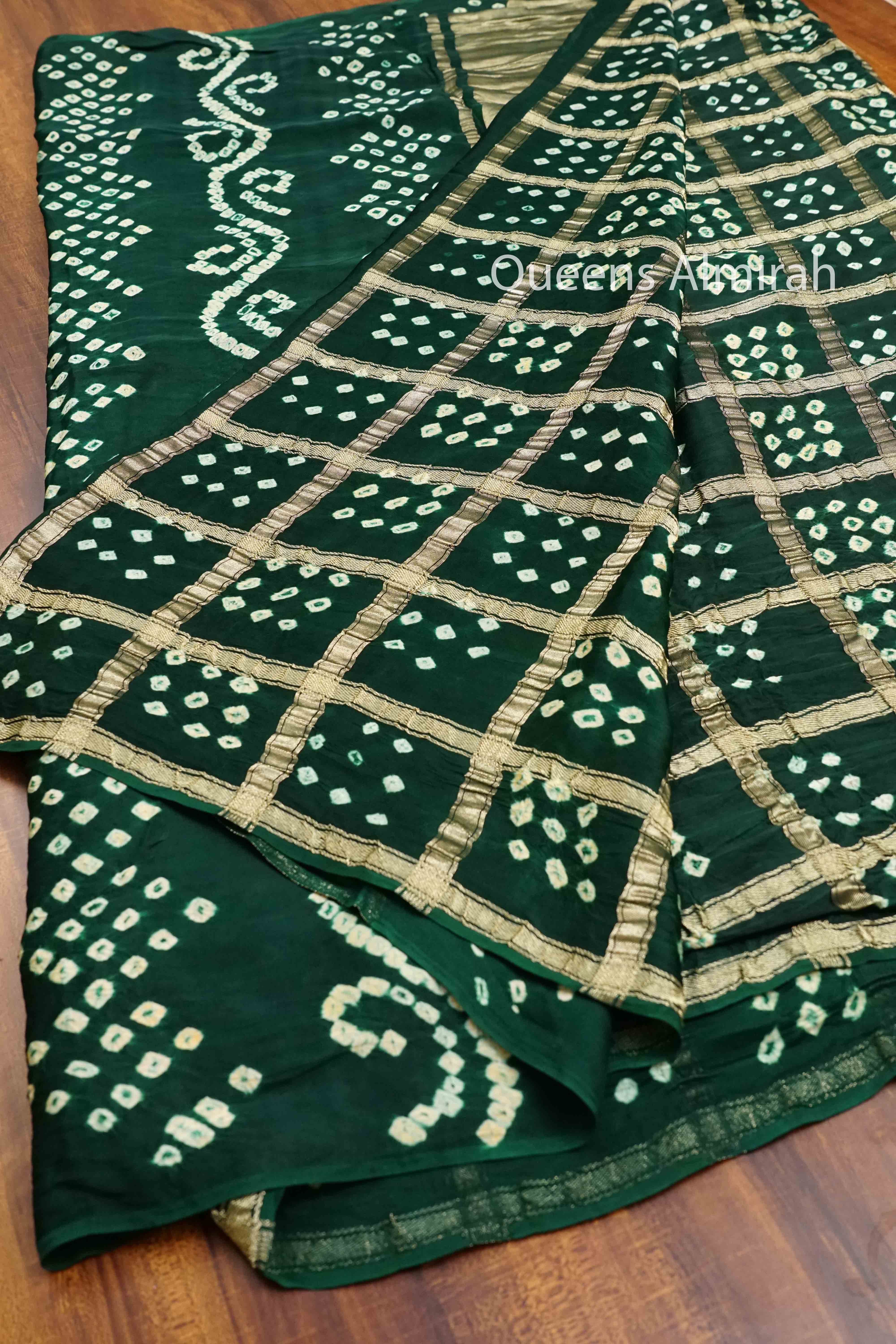 DARK GREEN MODAL SILK SAREE 2 - Queens Jewel Emporium