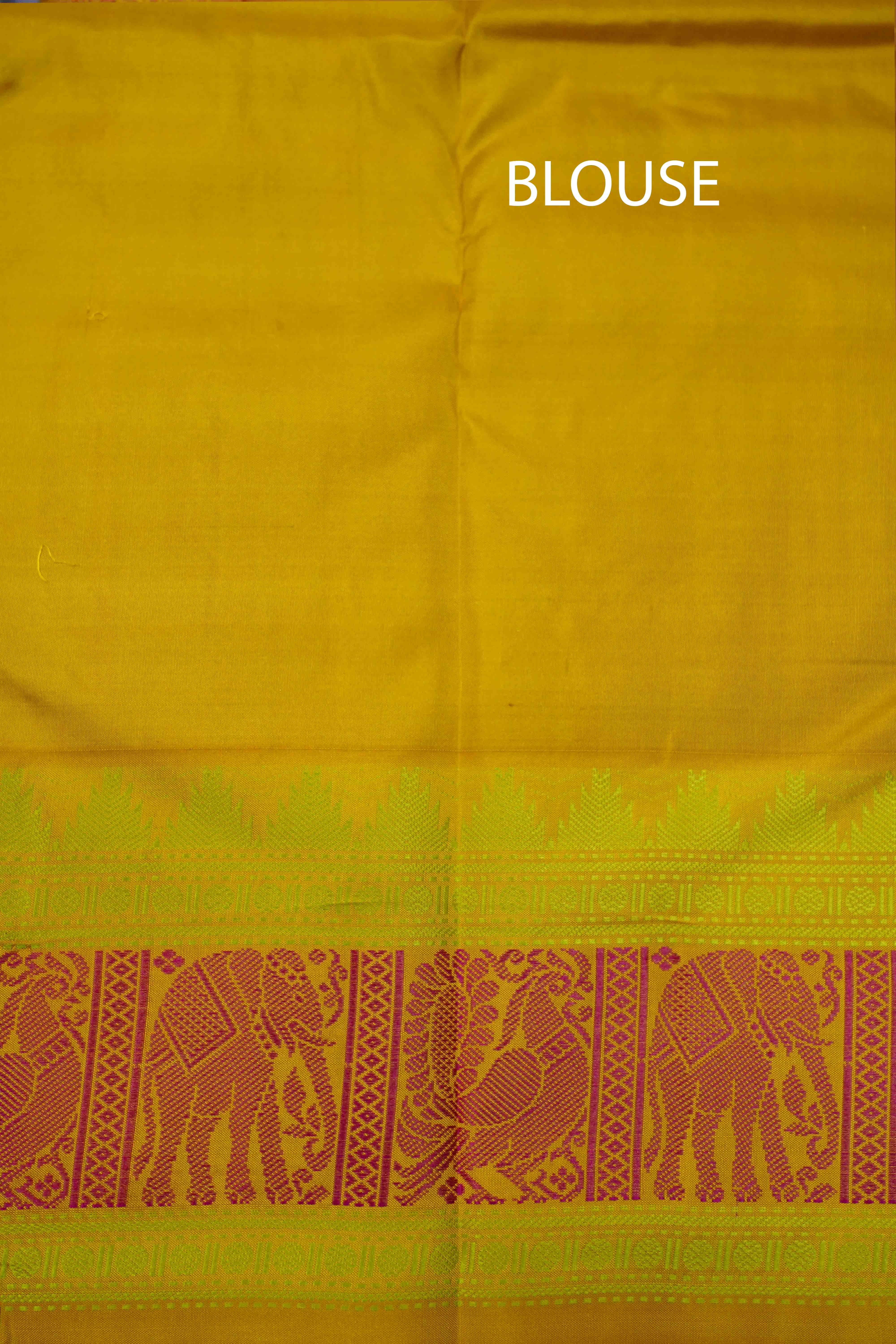 DARK LILAC WITH MANGO YELLOW PURE KANCHIVARAM SILK SAREE - Queens Jewel Emporium