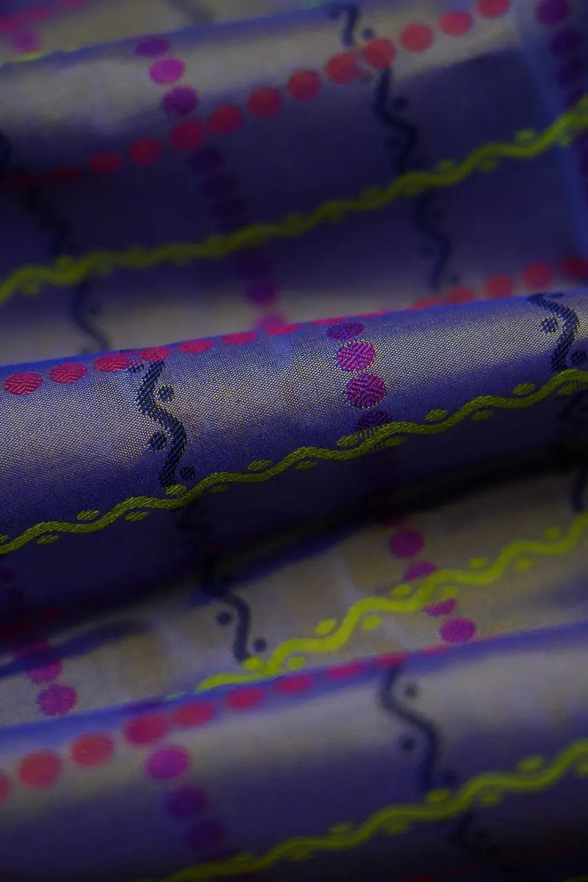 DARK LILAC WITH MANGO YELLOW PURE KANCHIVARAM SILK SAREE - Queens Jewel Emporium
