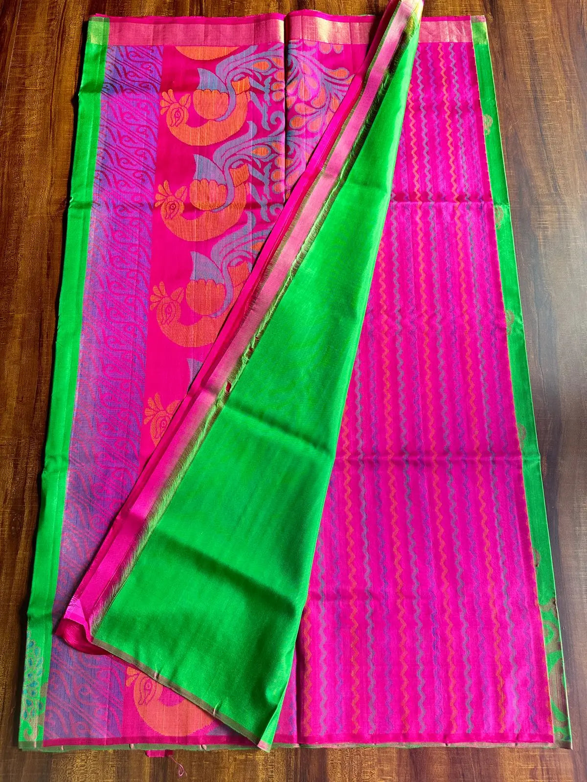 DARK PASTEL GREEN PURE SOFT SILK SAREE - Queens Jewel Emporium