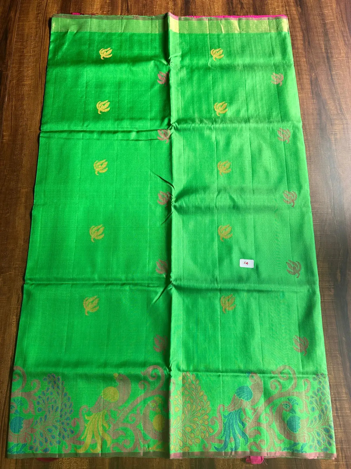 DARK PASTEL GREEN PURE SOFT SILK SAREE - Queens Jewel Emporium