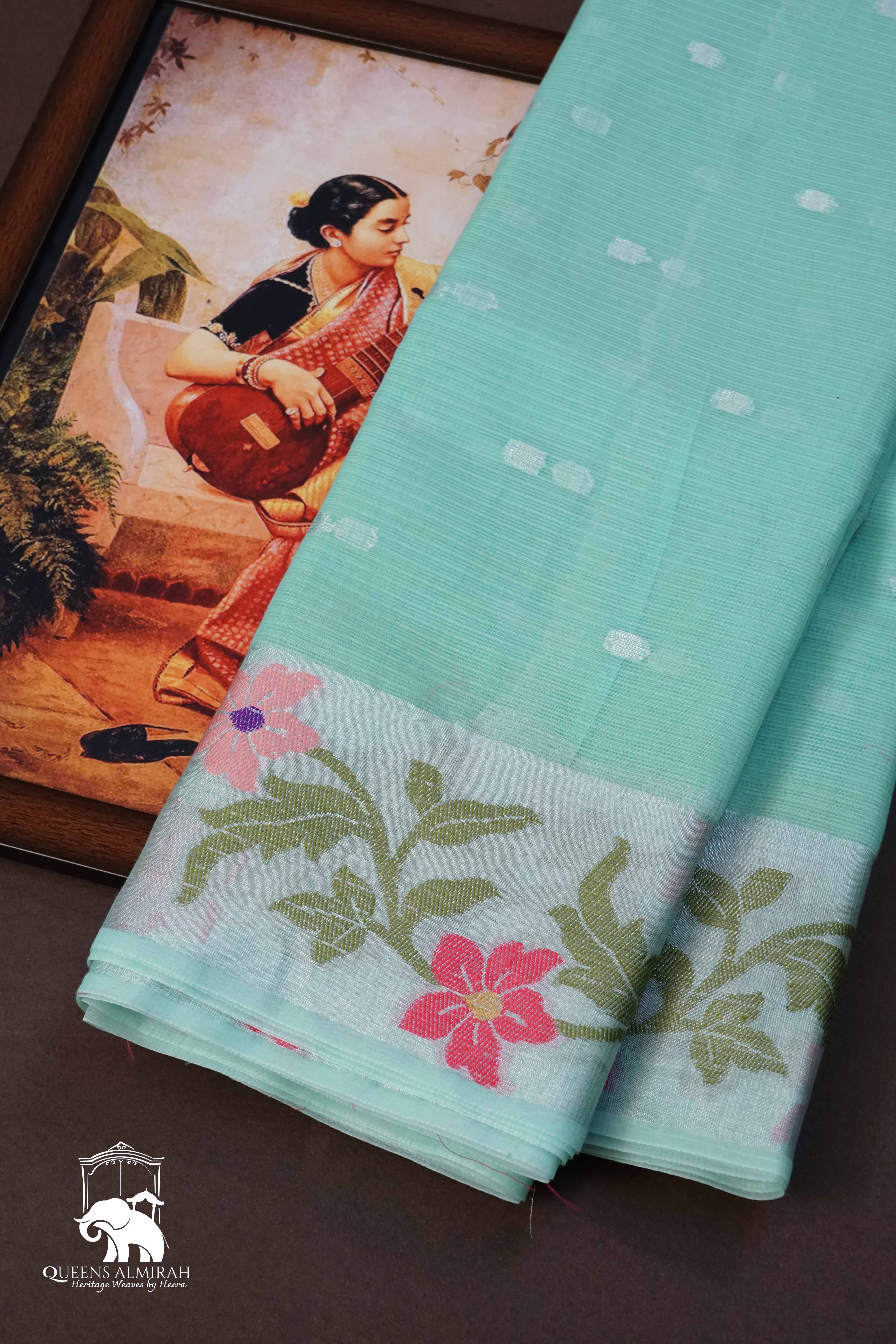 DARK SEA GREEN KOTA SILK COTTON - Queens Jewel Emporium