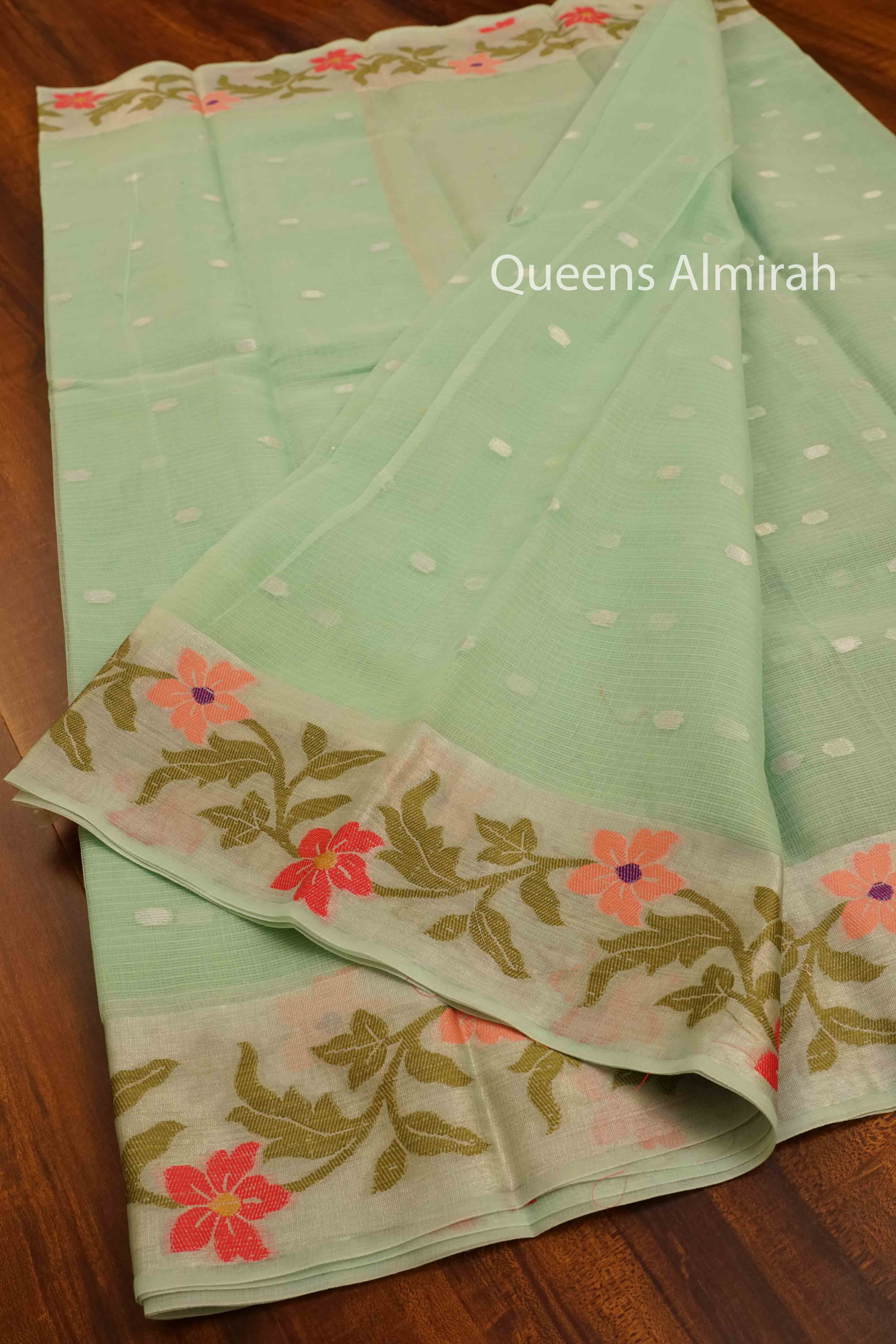 DARK SEA GREEN KOTA SILK COTTON - Queens Jewel Emporium