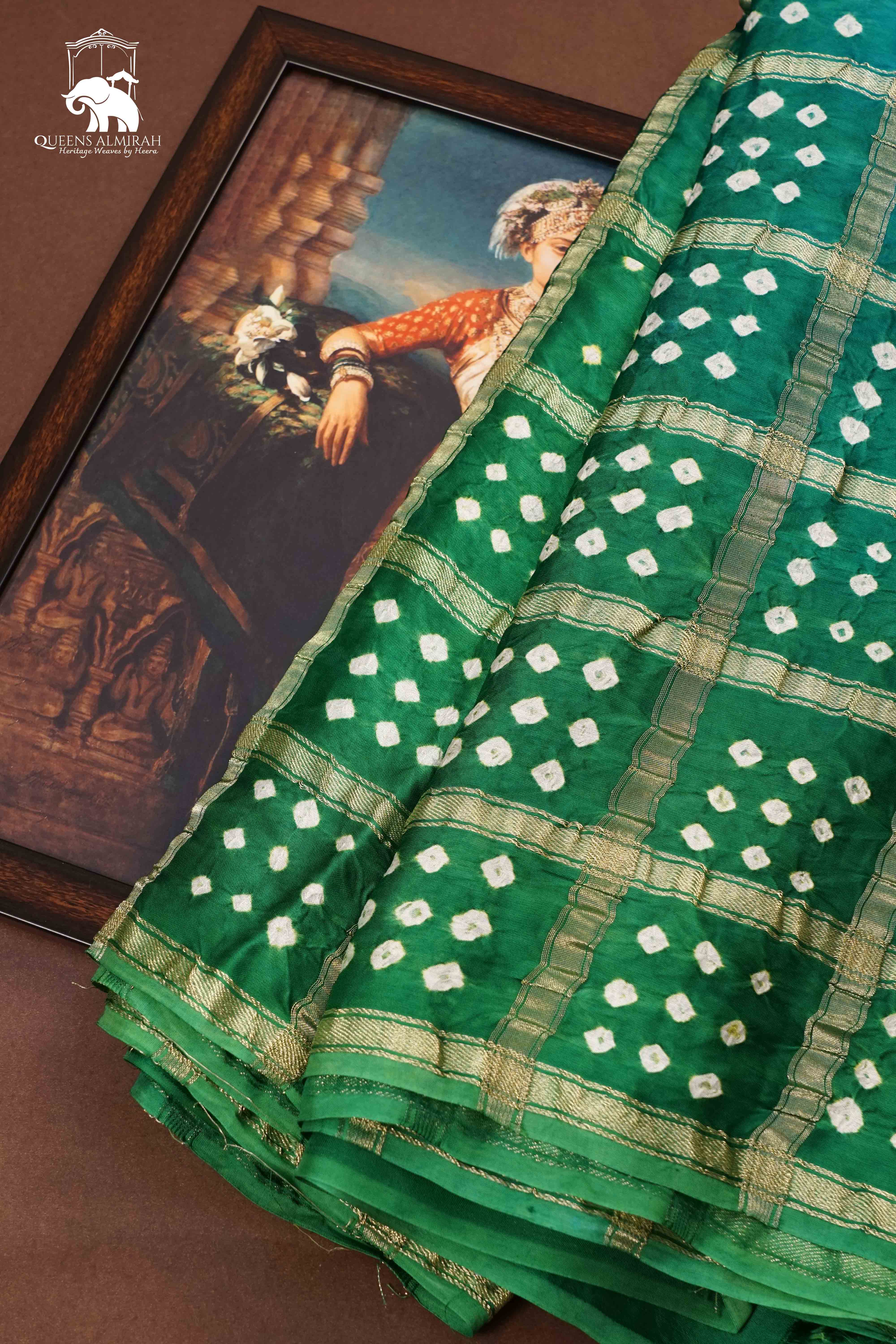 DARK SPRING GREEN  MODAL SILK SAREE 1 - Queens Jewel Emporium