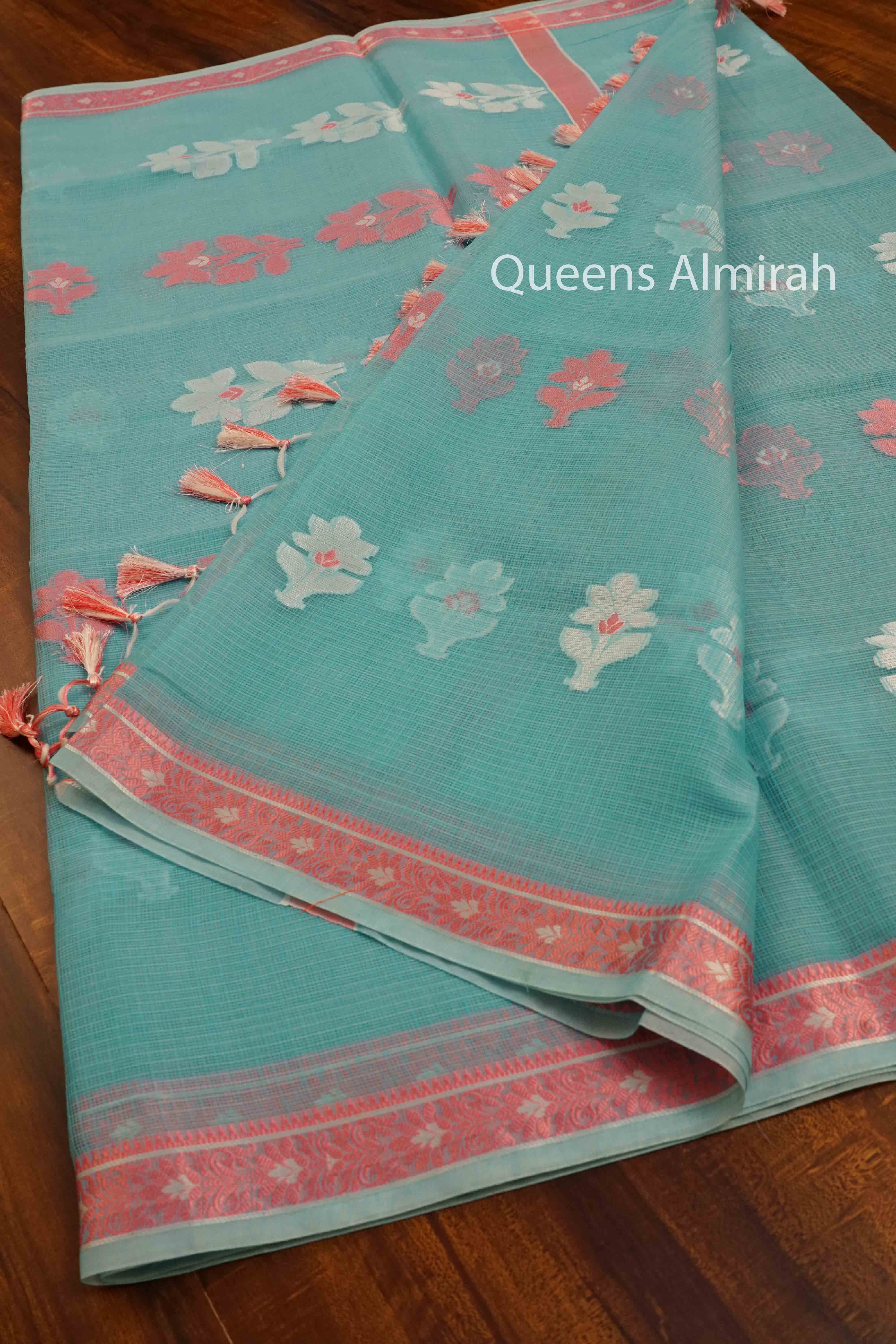 DUSKY BLUE KOTA SILK COTTON 1 - Queens Jewel Emporium