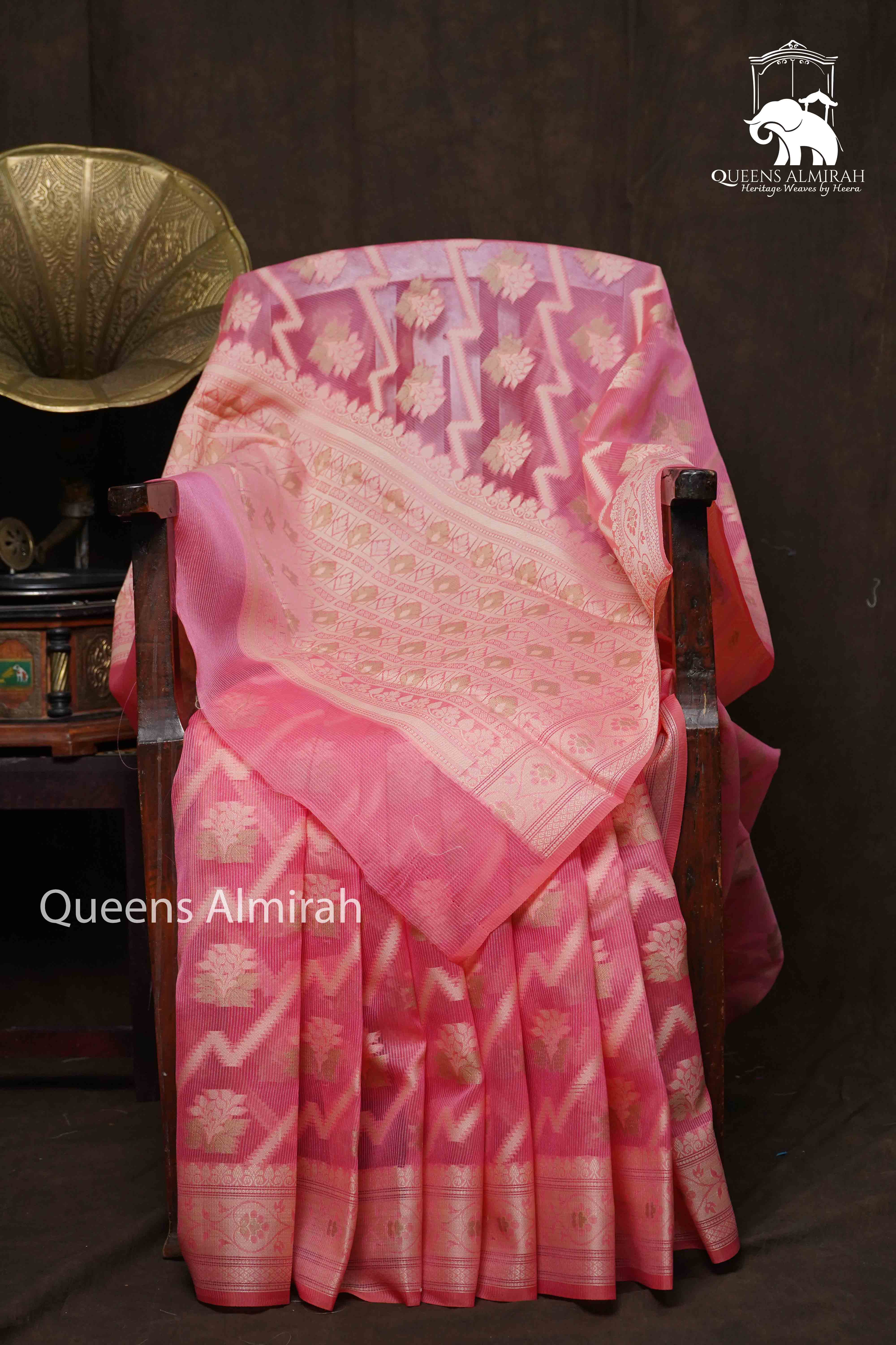 DUSKY PINK KOTA SILK COTTON SAREE - Queens Jewel Emporium