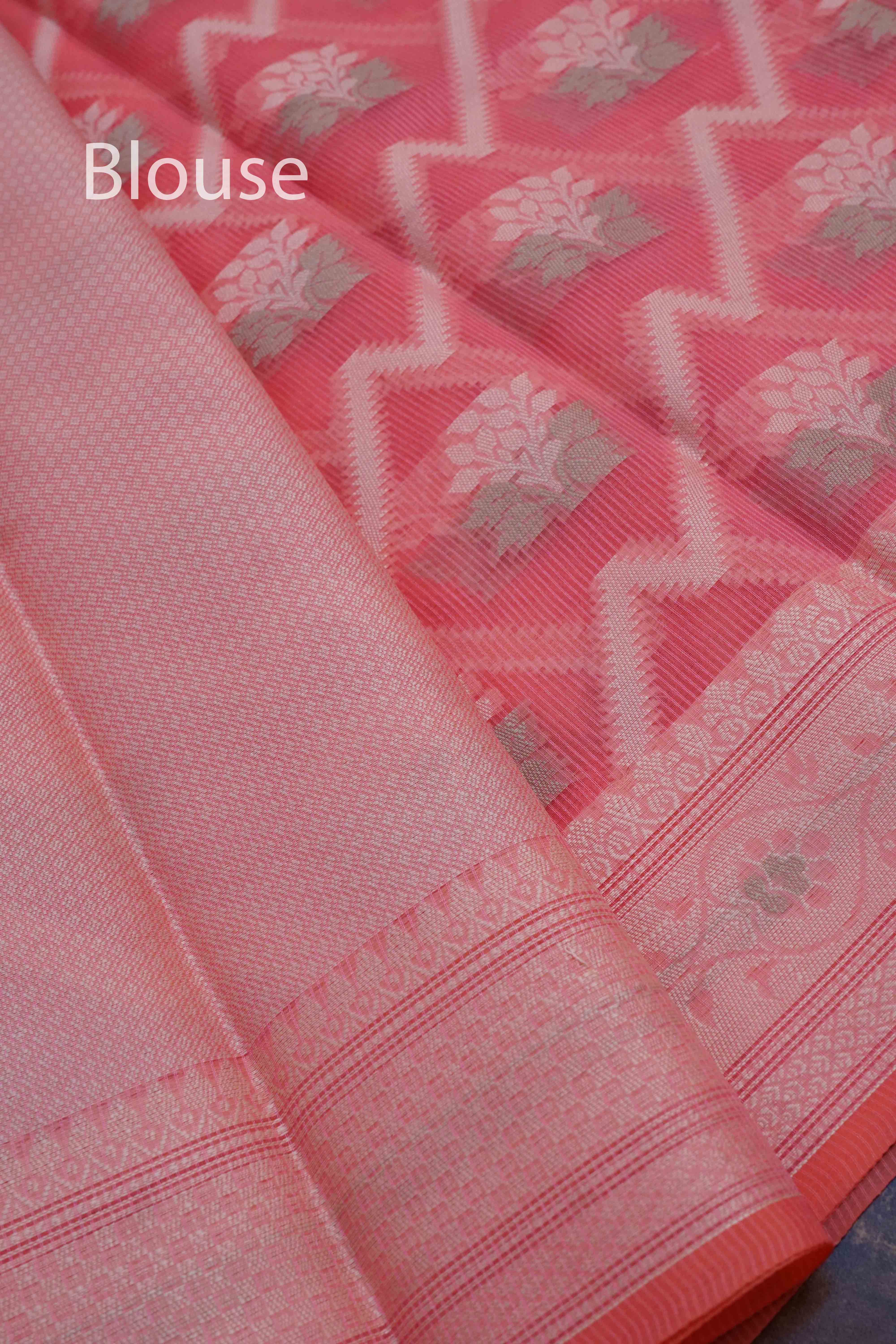 DUSKY PINK KOTA SILK COTTON SAREE - Queens Jewel Emporium