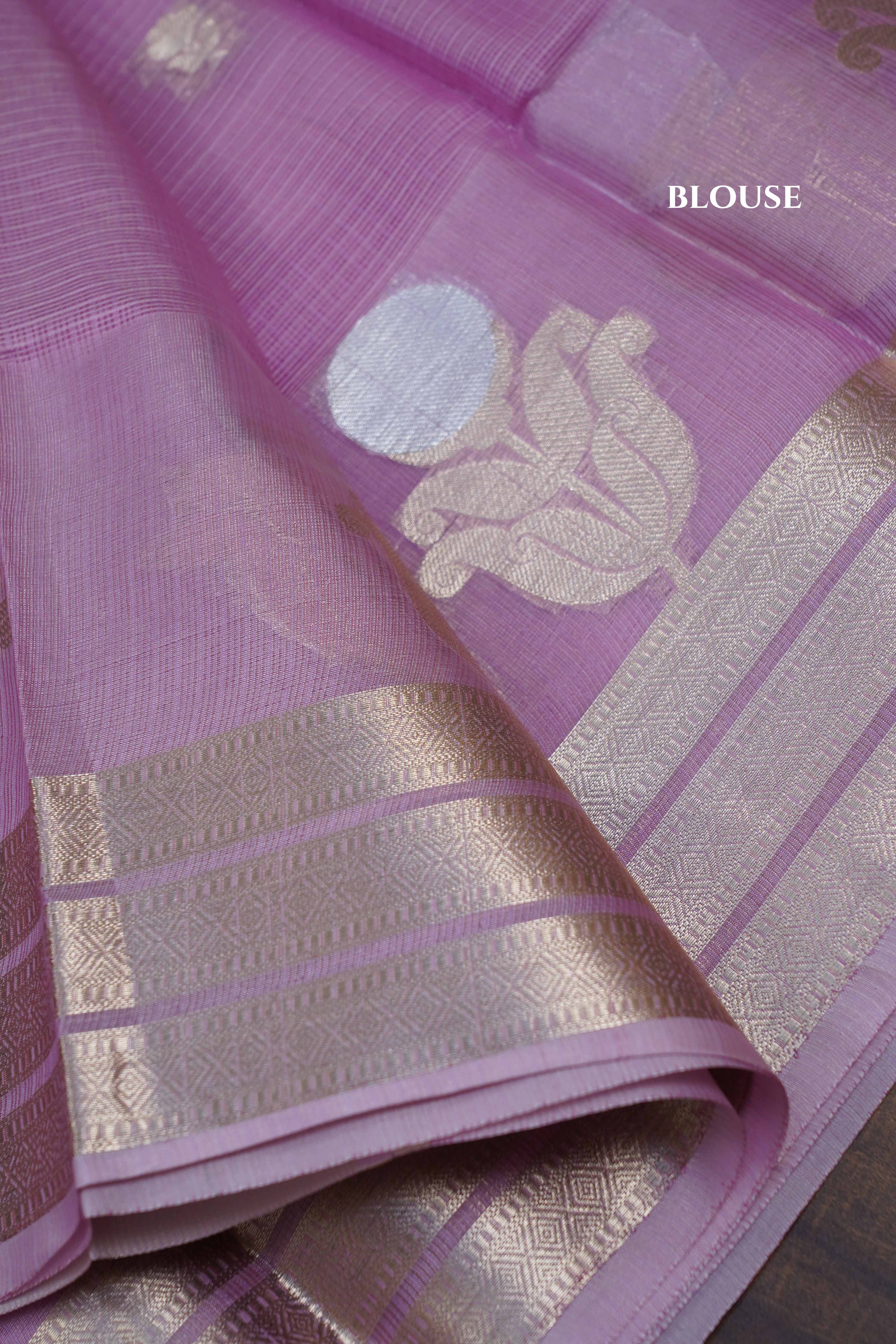 DUSKY PURPLE SEMI KOTA SILK COTTON SAREE - Queens Jewel Emporium