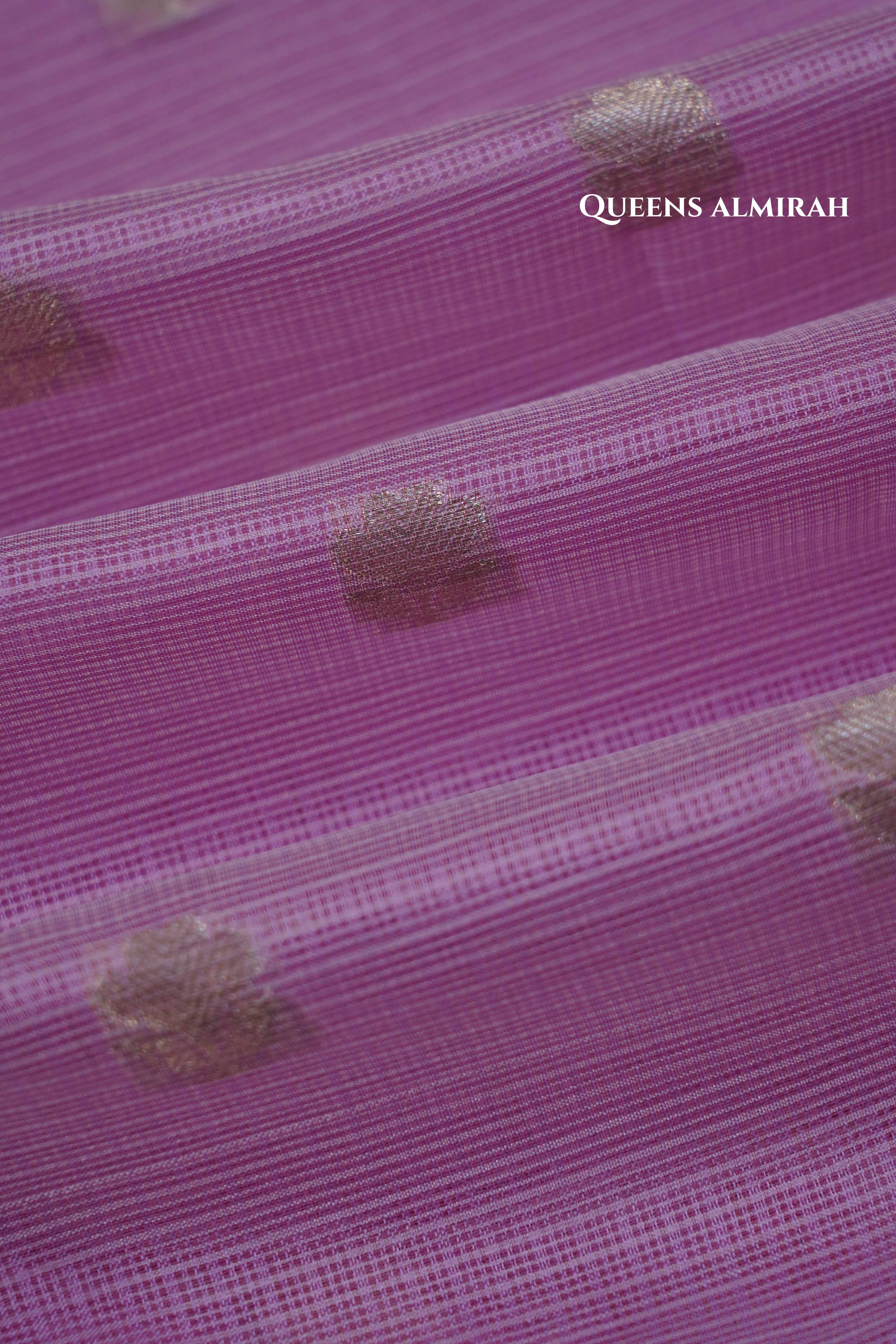 DUSKY PURPLE SEMI KOTA SILK COTTON SAREE - Queens Jewel Emporium