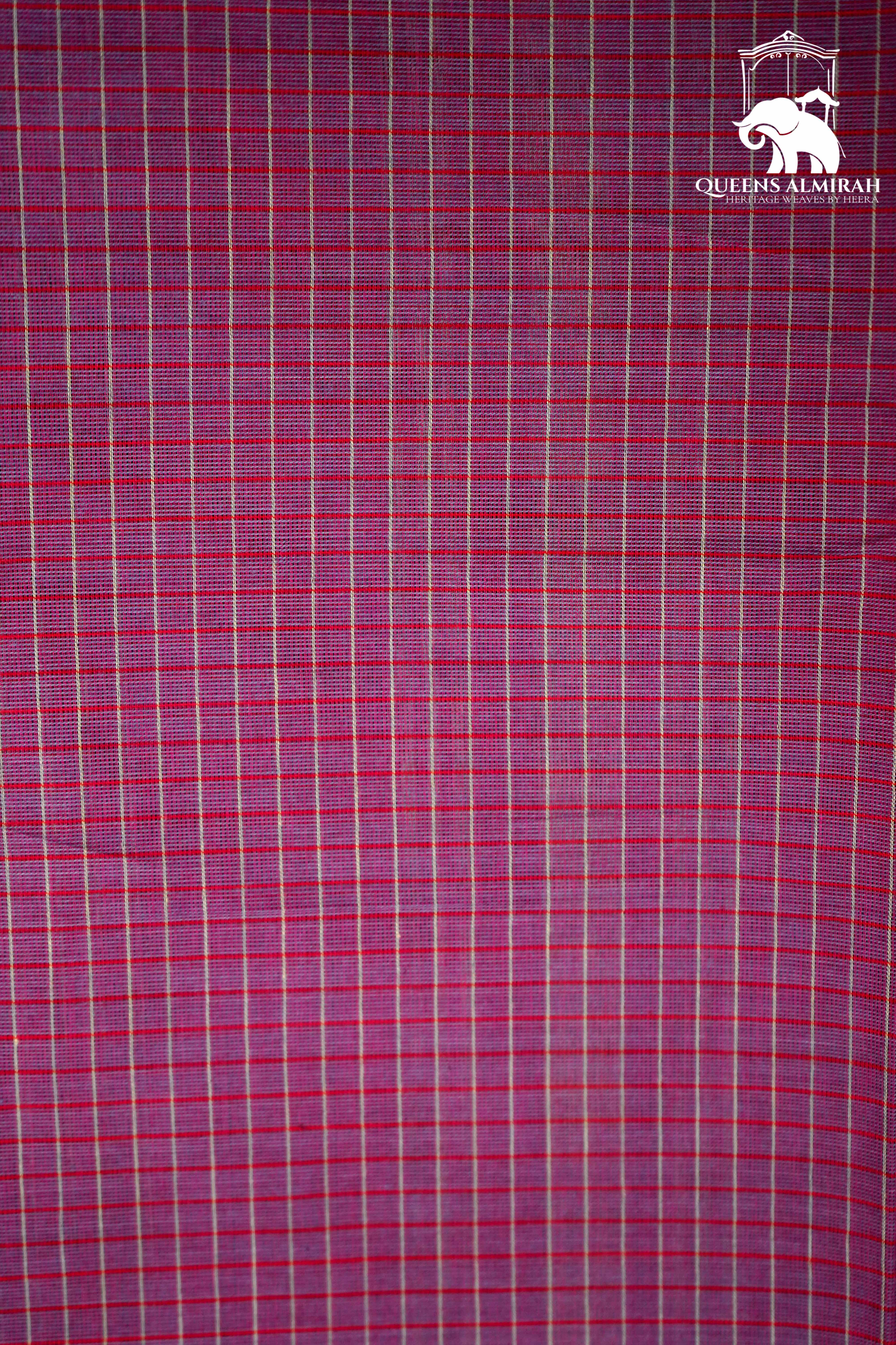 DUSTY LAVENDER WITH BRICK RED AND PURPLE KANCHI COTTON SAREE - Queens Jewel Emporium