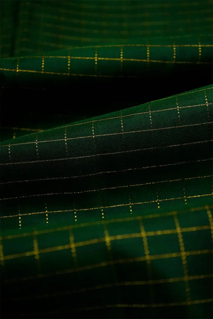 DARK GREEN WITH GREY PURPLE PURE KANCHIVARAM SILK SAREE - Queens Jewel Emporium