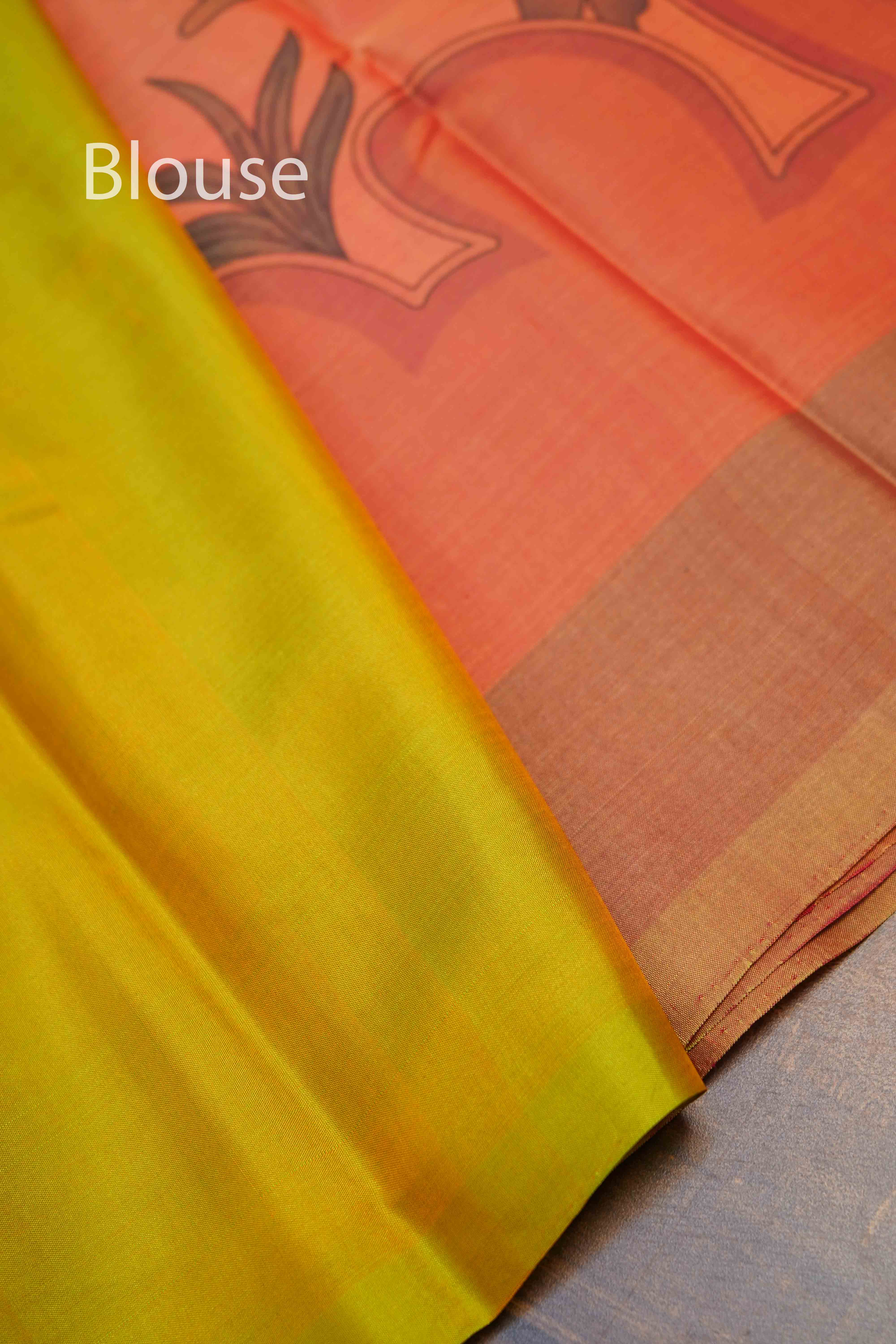 Dusky Orange Pure Kanchivaram Silk Saree QUEENS ALMIRAH