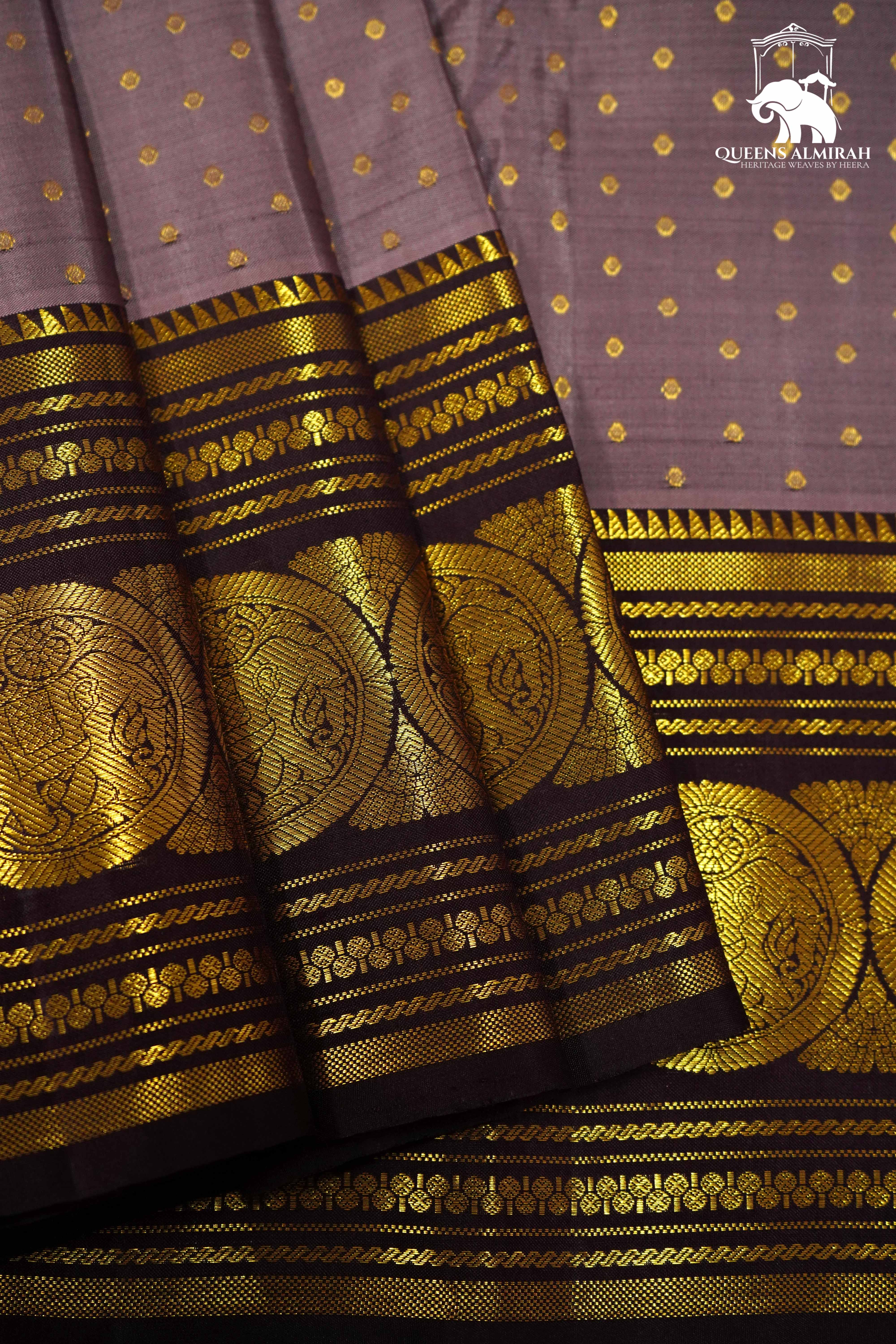 FADED PURPLE WITH MATTE PURPLE KANCHIVARAM SILK SAREE - Queens Jewel Emporium