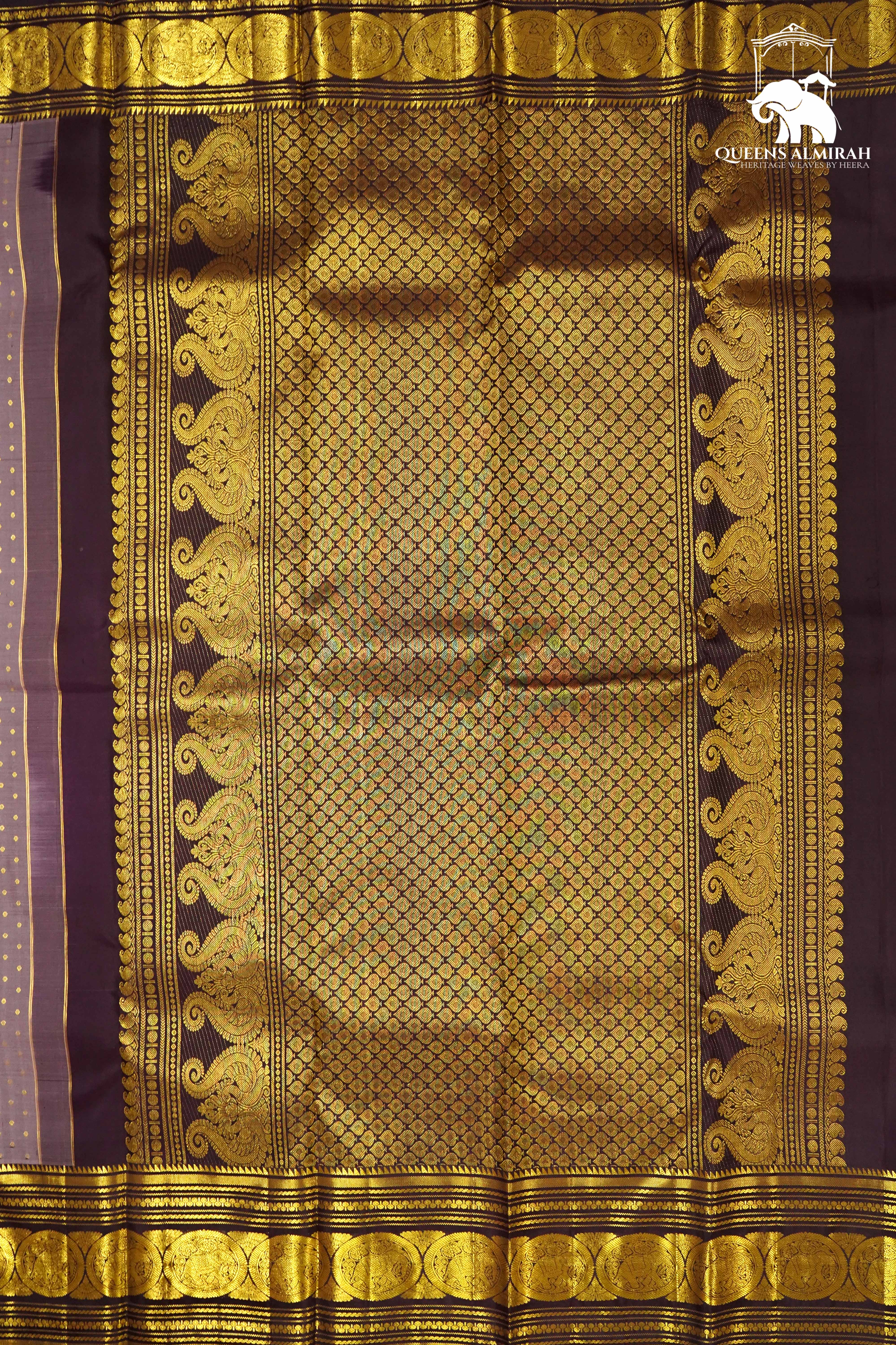 FADED PURPLE WITH MATTE PURPLE KANCHIVARAM SILK SAREE - Queens Jewel Emporium