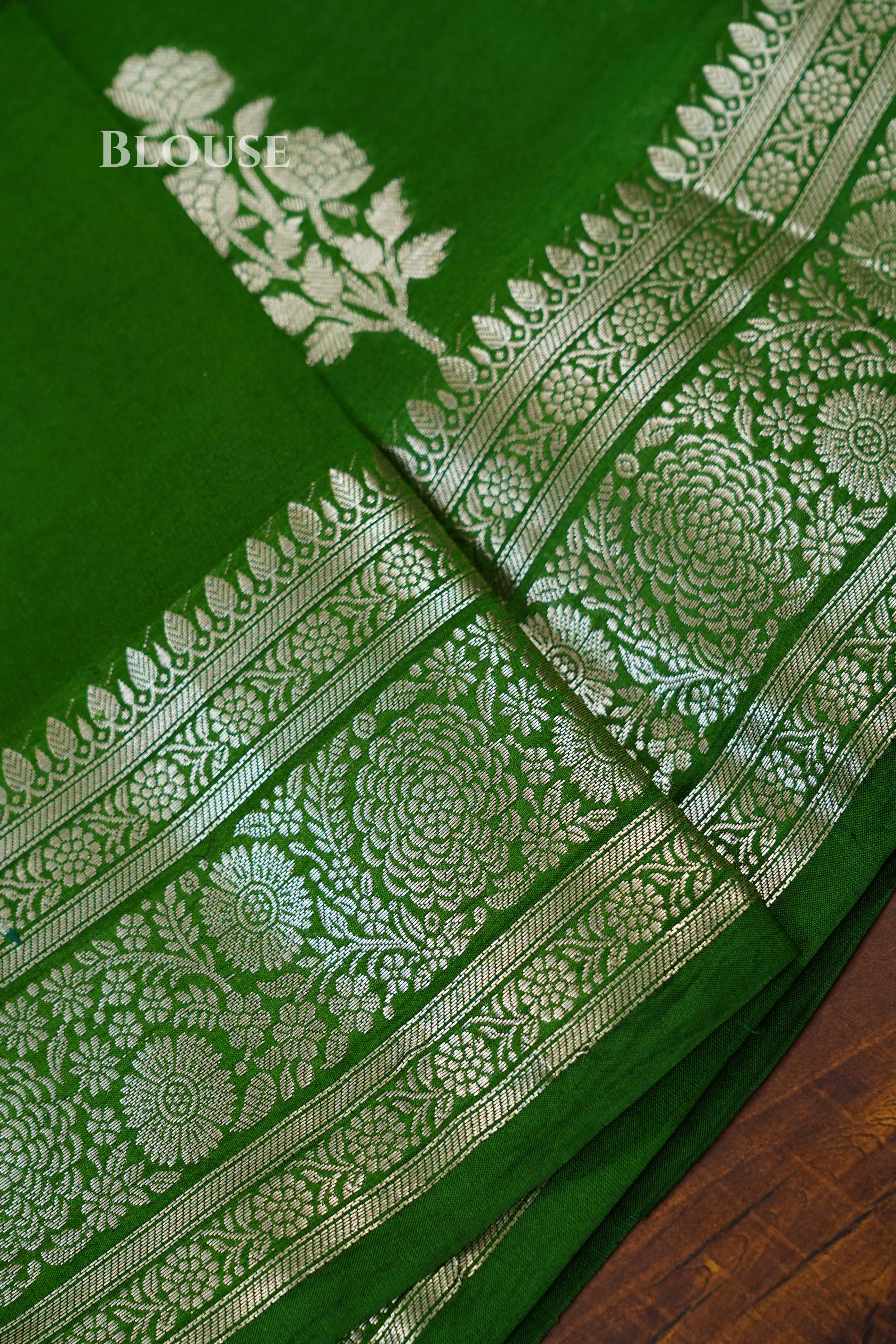 Green Mango Silk Saree QUEENS ALMIRAH