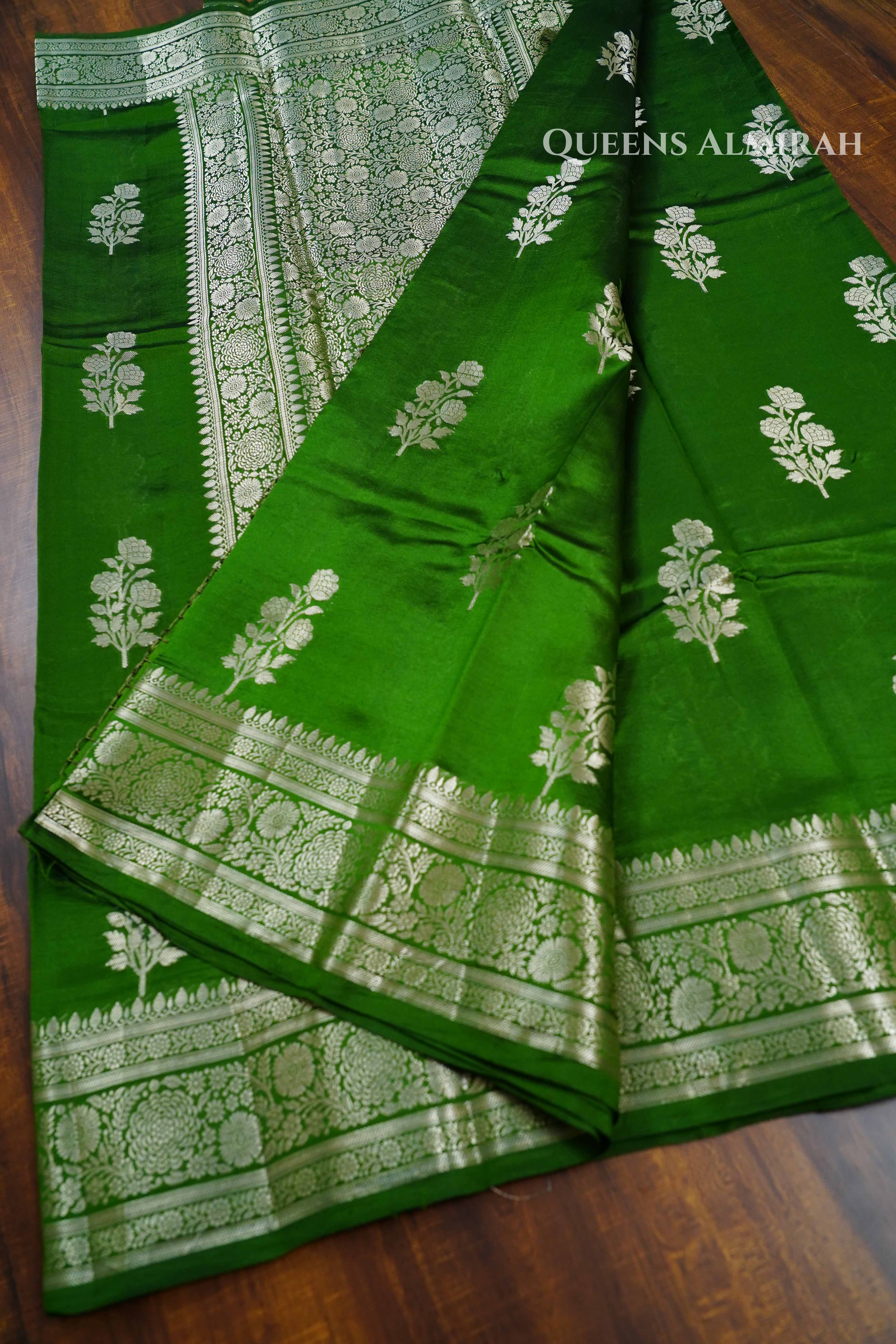 Green Mango Silk Saree QUEENS ALMIRAH