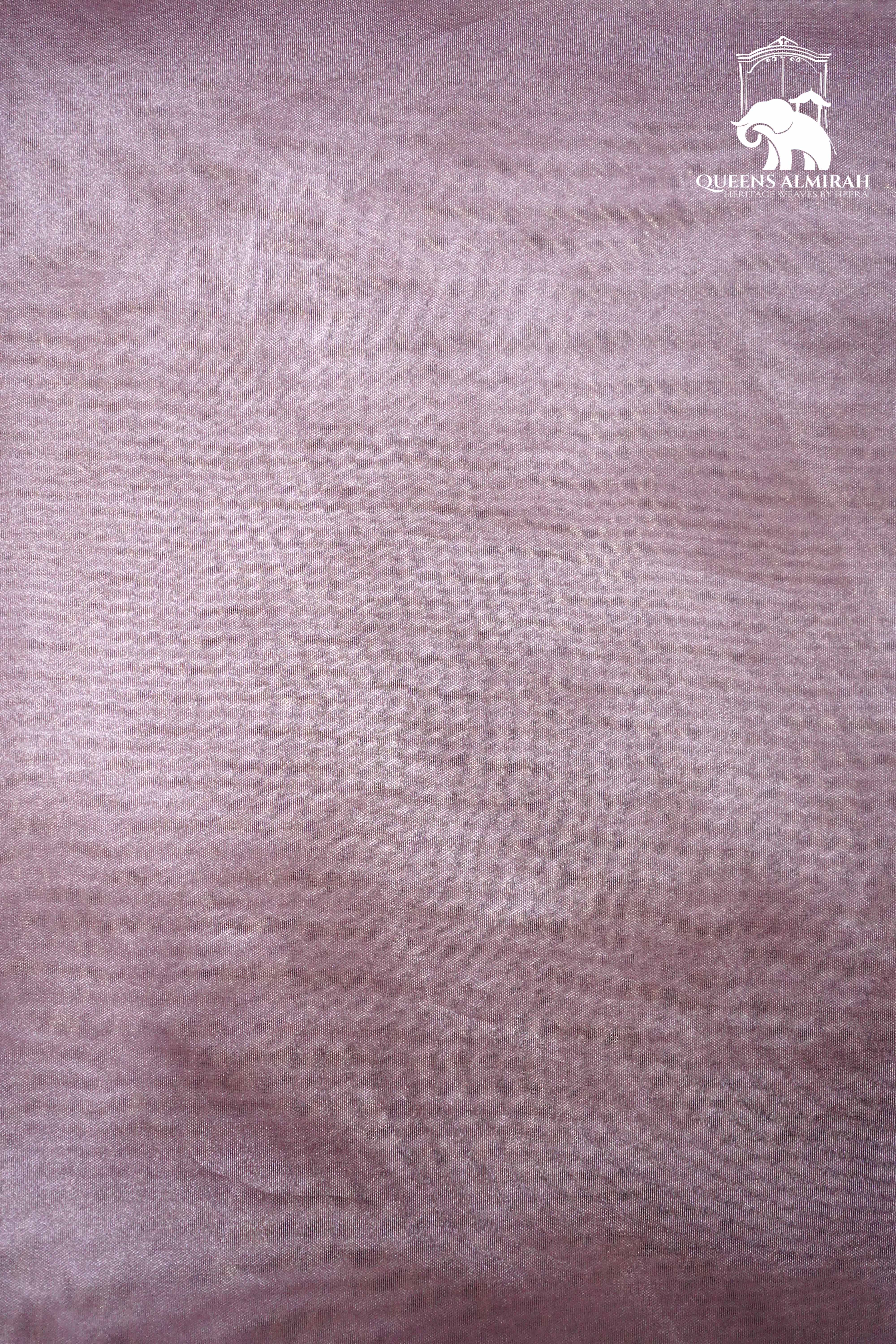 HEATHER PURPLE WITH SCALLOP BORDER ORGANZA SAREE - Queens Jewel Emporium