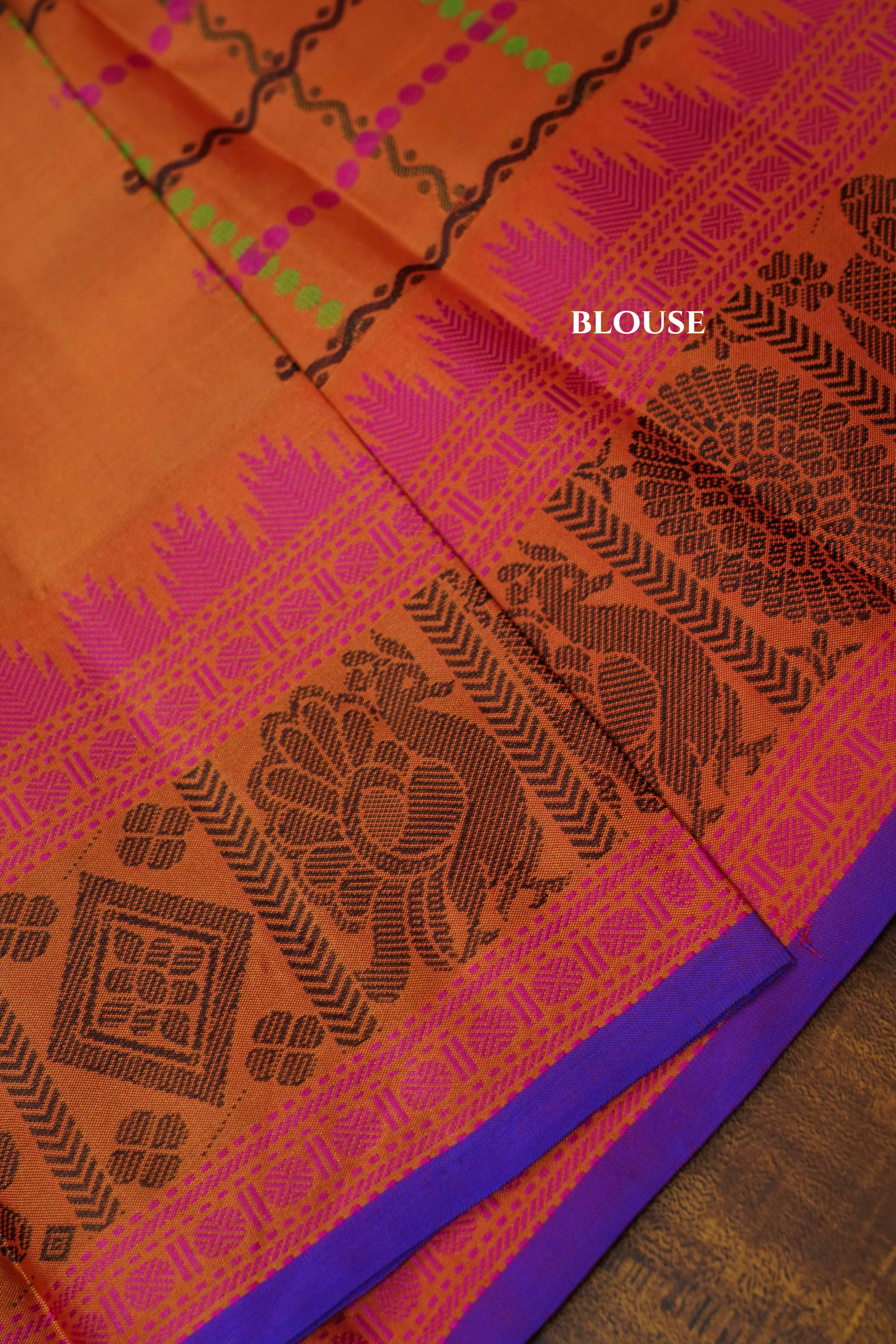Honey Brown Pure Kanchivaram Silk Saree QUEENS ALMIRAH