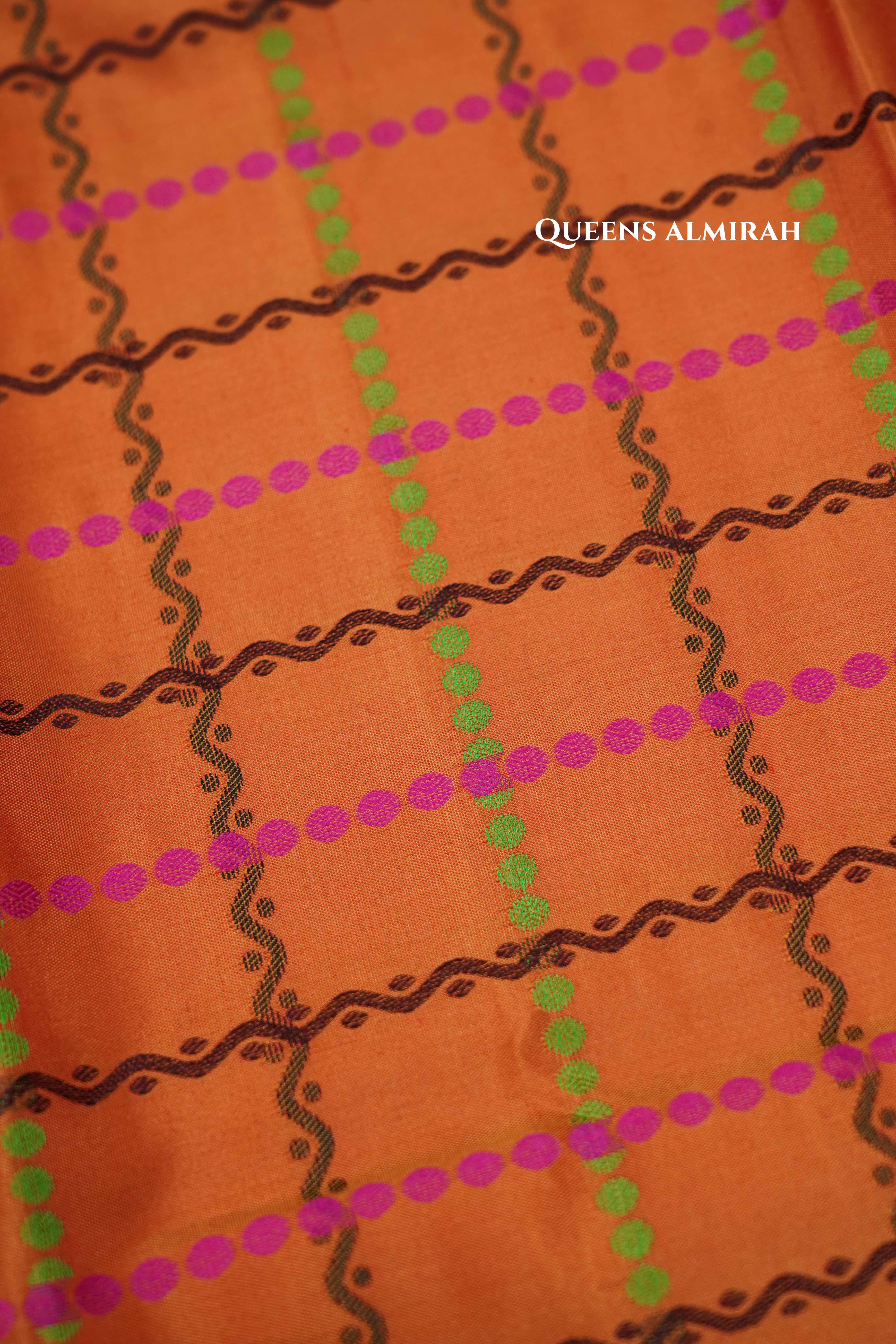 Honey Brown Pure Kanchivaram Silk Saree QUEENS ALMIRAH
