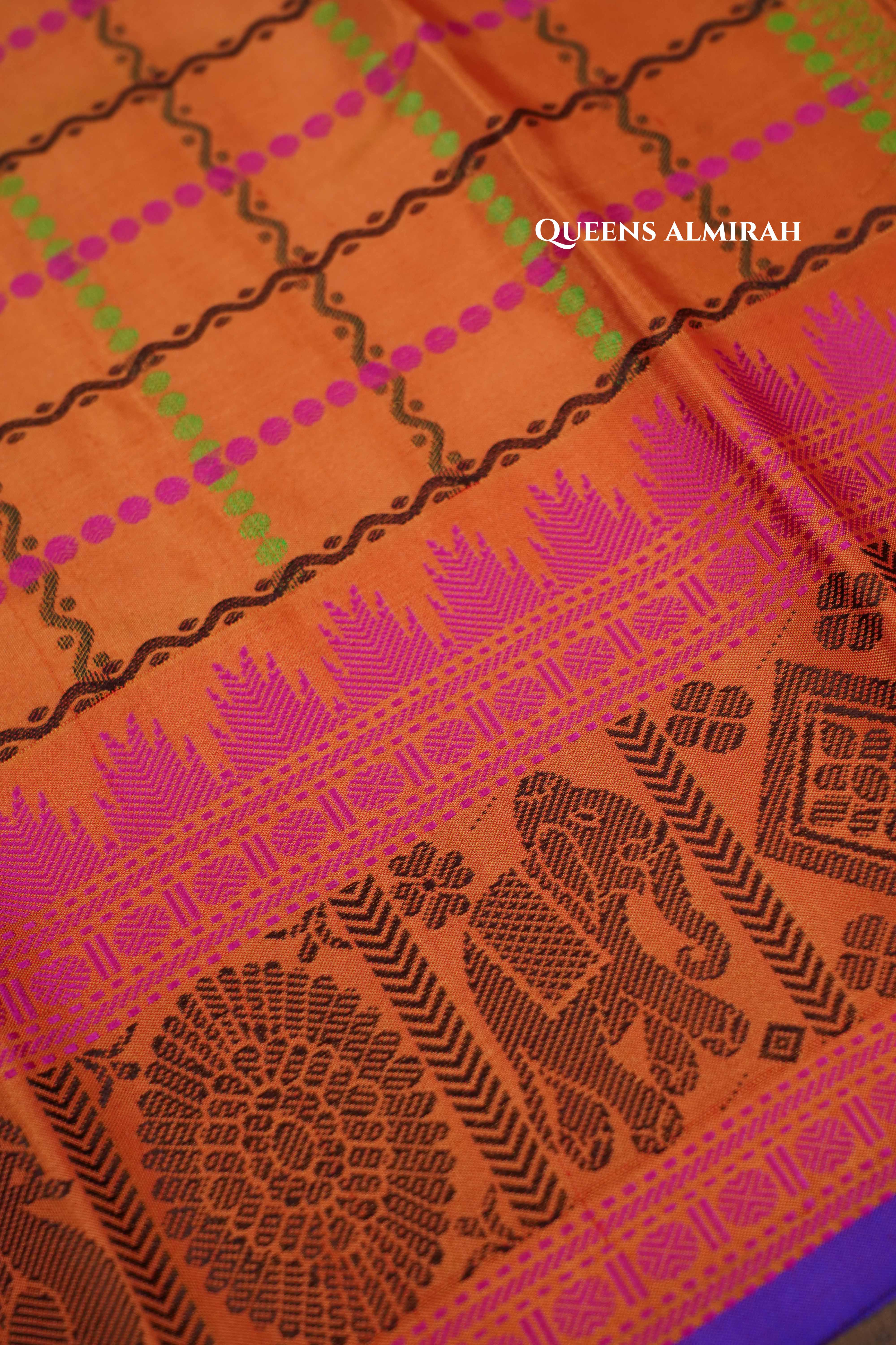 Honey Brown Pure Kanchivaram Silk Saree QUEENS ALMIRAH