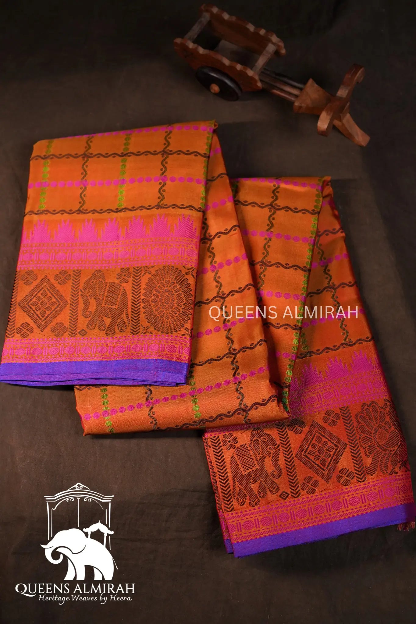 Honey Brown Pure Kanchivaram Silk Saree QUEENS ALMIRAH