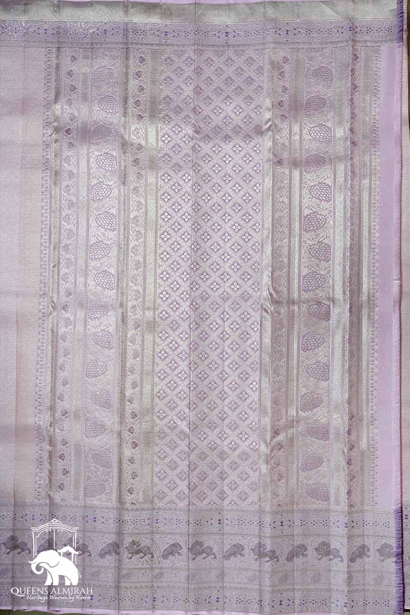 KANJI PATTU PASTEL DUSKY PINK MEENAKARI SILK SAREE - Queens Jewel Emporium