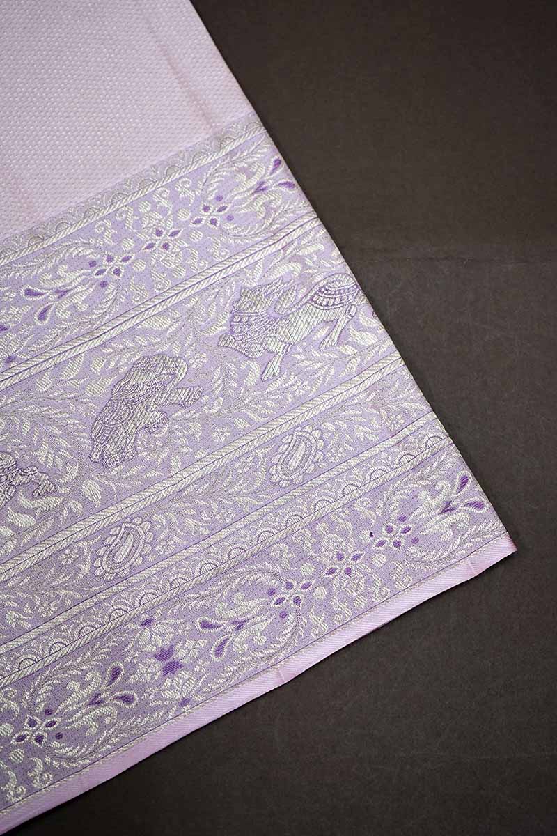 KANJI PATTU PASTEL DUSKY PINK MEENAKARI SILK SAREE - Queens Jewel Emporium