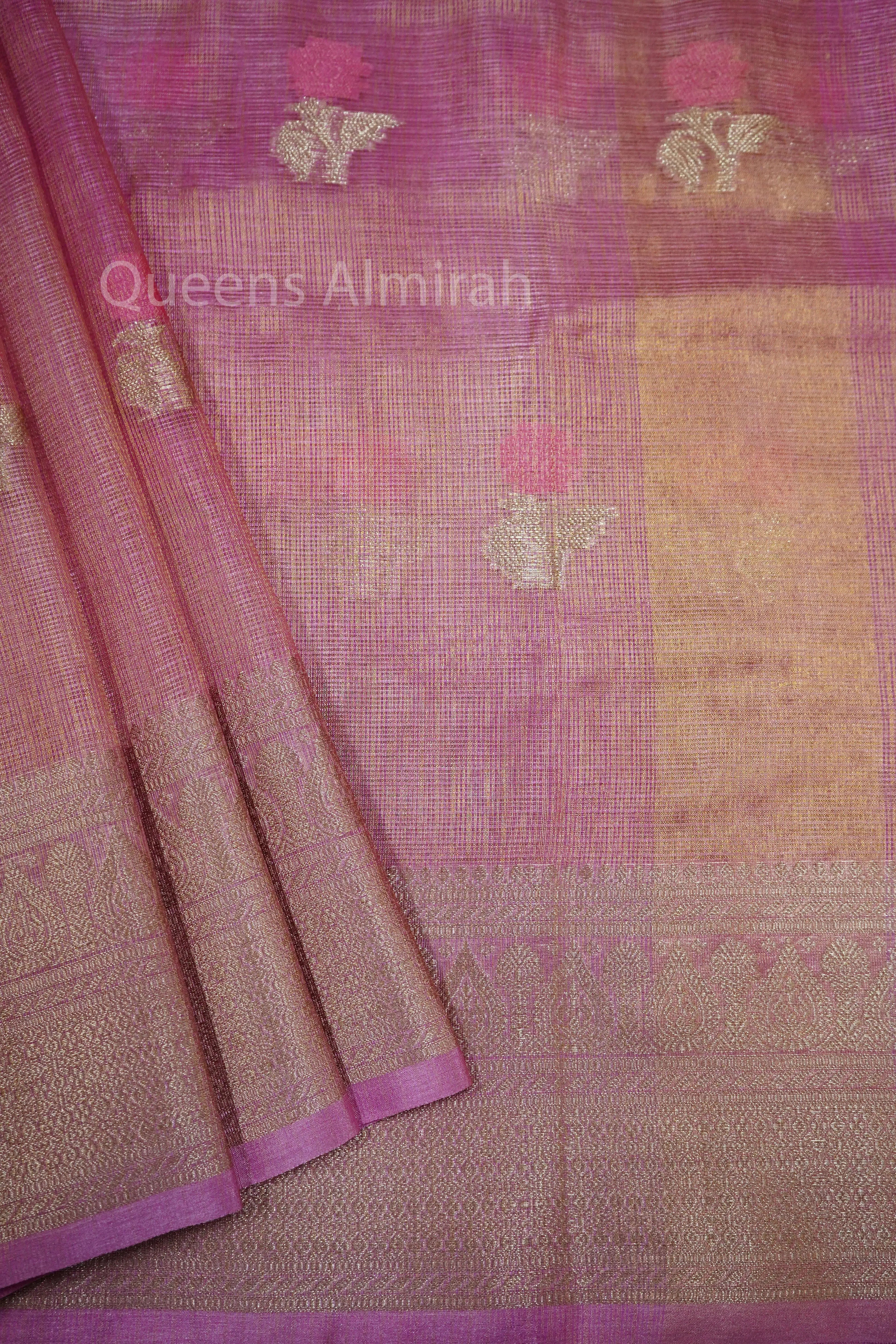 LIGHT PLUM HALF PURE KOTA SILK SAREE - Queens Jewel Emporium