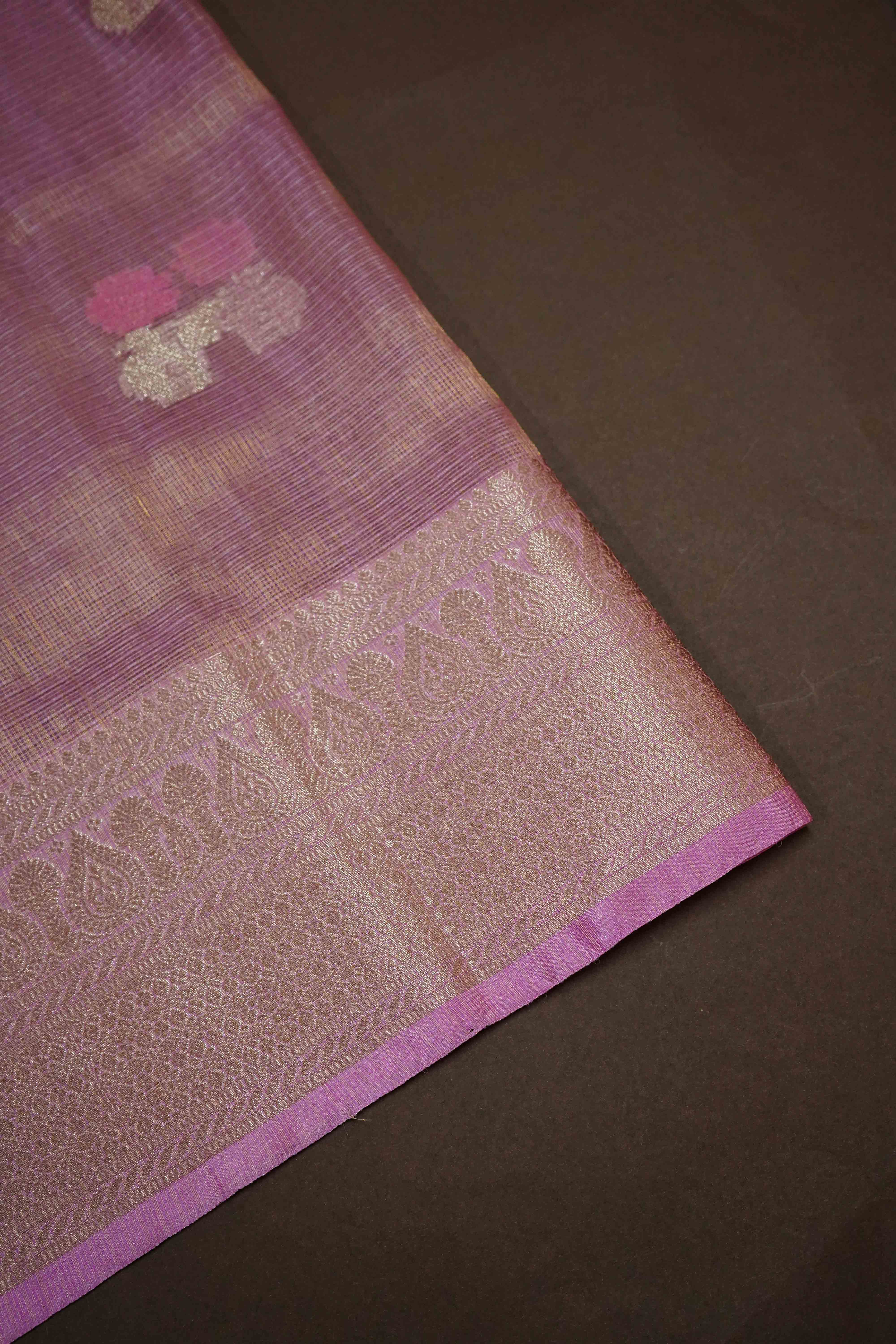 LIGHT PLUM HALF PURE KOTA SILK SAREE - Queens Jewel Emporium