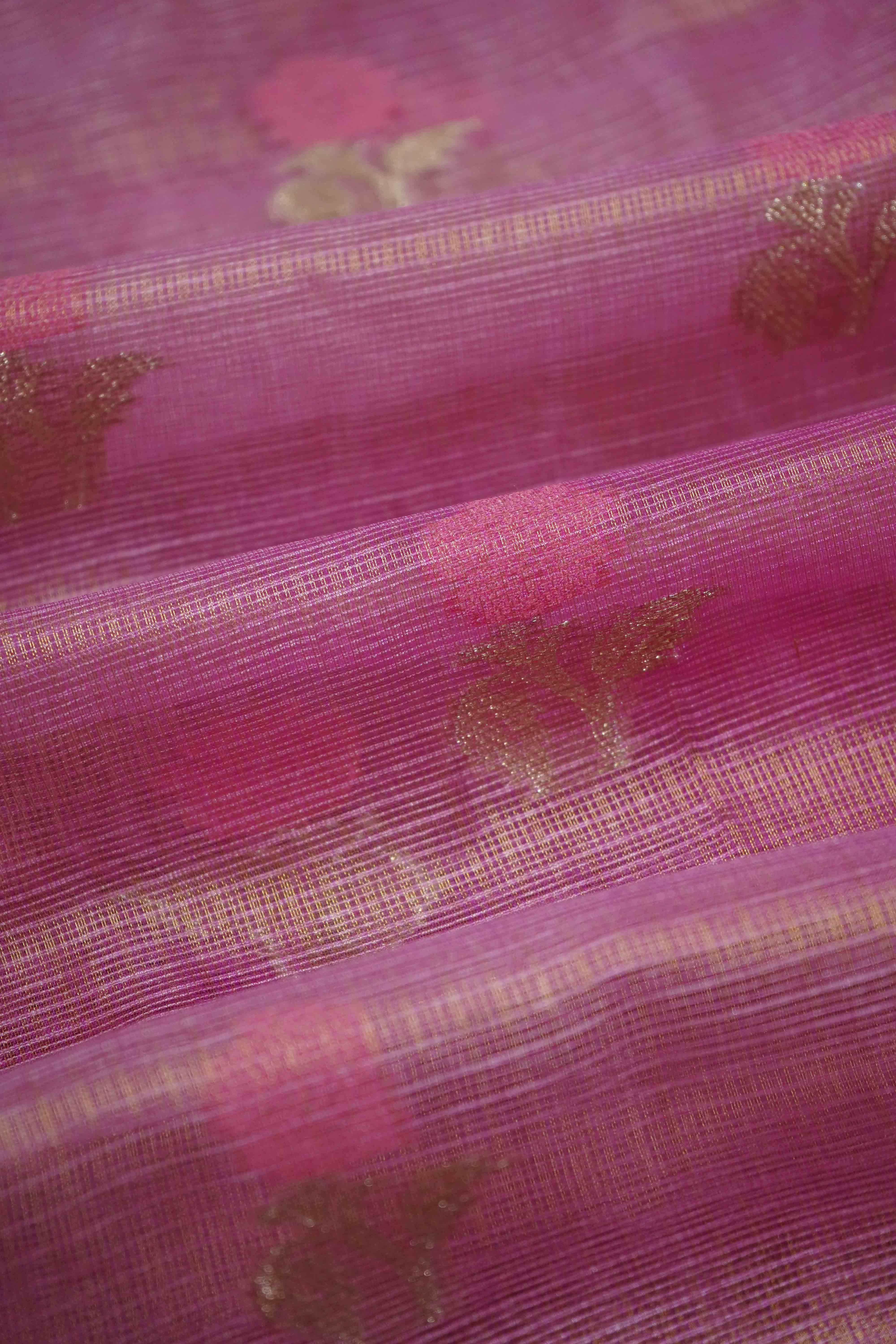 LIGHT PLUM HALF PURE KOTA SILK SAREE - Queens Jewel Emporium
